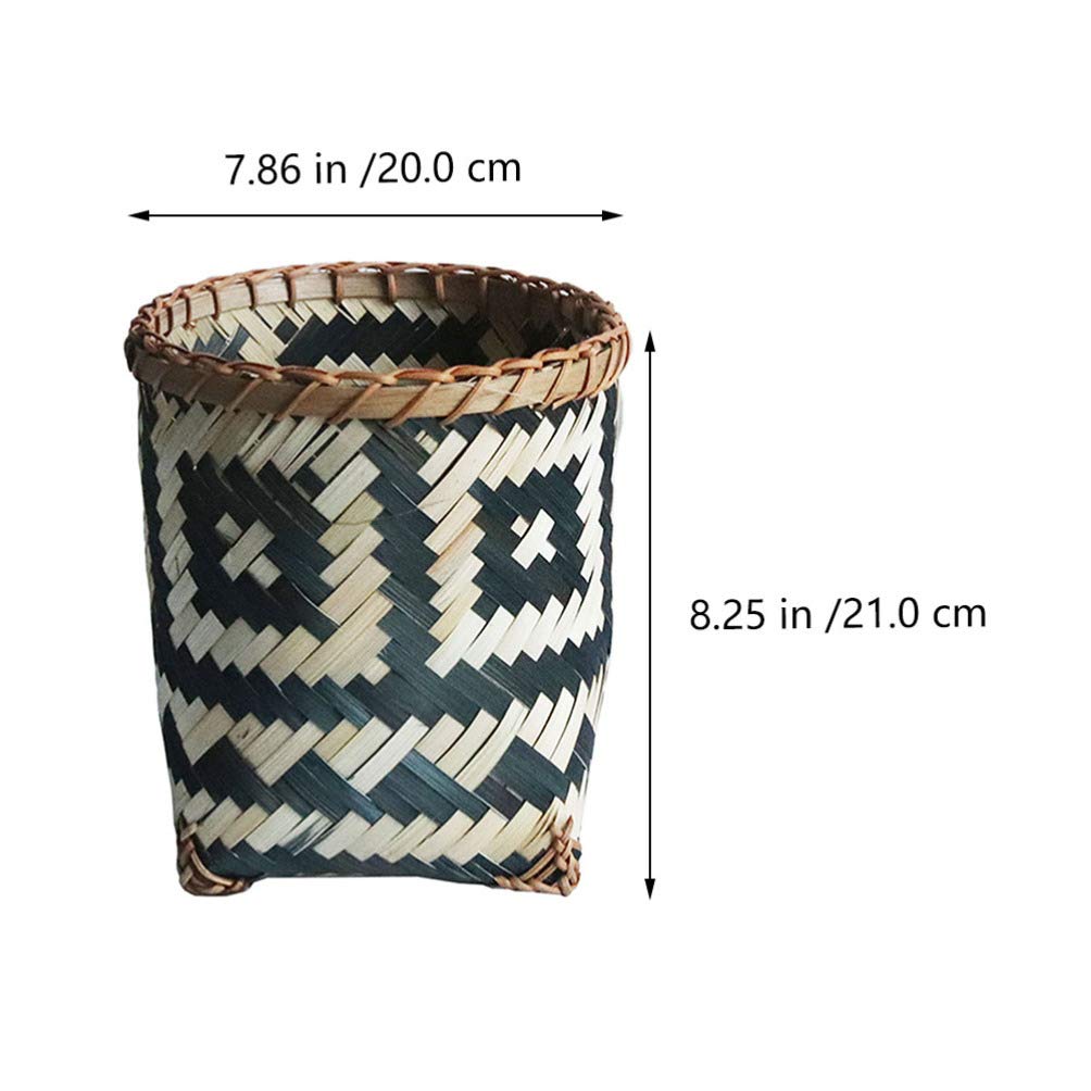 BESPORTBLE 1pc Bamboo Waste Basket - Eco-Friendly Trash Can, Storage Bin, Decorative Organizer for Home, Office, Bathroom & Kitchen - Perfect for Garbage, Flower Arrangement, Paper Recycling & Laundry (Natural Woven Design)