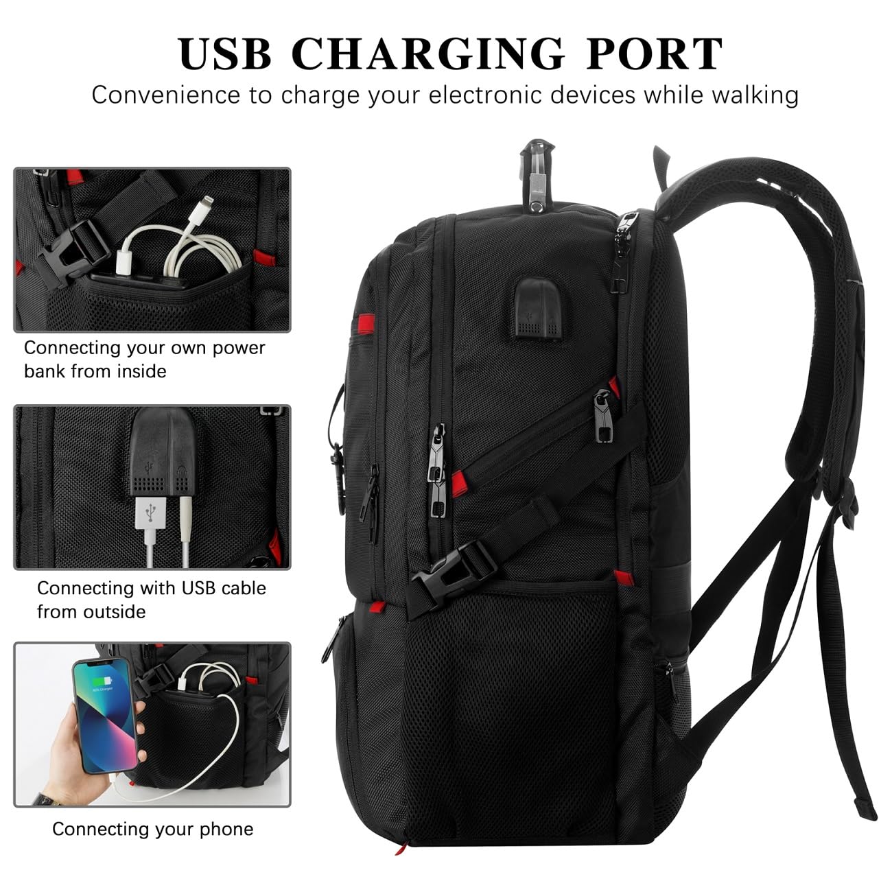 18.4 Inch Large Laptop Backpack for Men & Women - Waterproof Travel Backpack with Shoe Compartment, PC Sleeve - Perfect for Gym, Hiking, Business, College & School - Carry On Bookbag for Daily Commute & Outdoor Activities (Black)