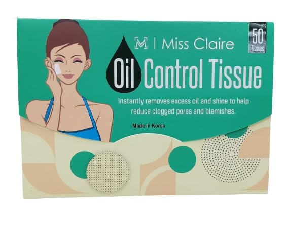 Miss Claire Oil Control Blotting Tissues - 50 Count, Brown & Clear, for Shine-Free Skin - Perfect for On-the-Go Oil Absorption, Makeup Touch-Ups, and Travel Essentials