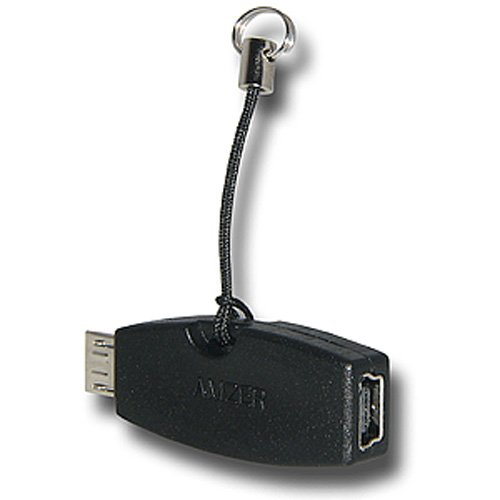 Amzer Mini-USB to Micro-USB Charger Adapter - Compact USB Converter for Smartphones & Tablets (Black) | Perfect for Travel, Office & Home Charging Stations