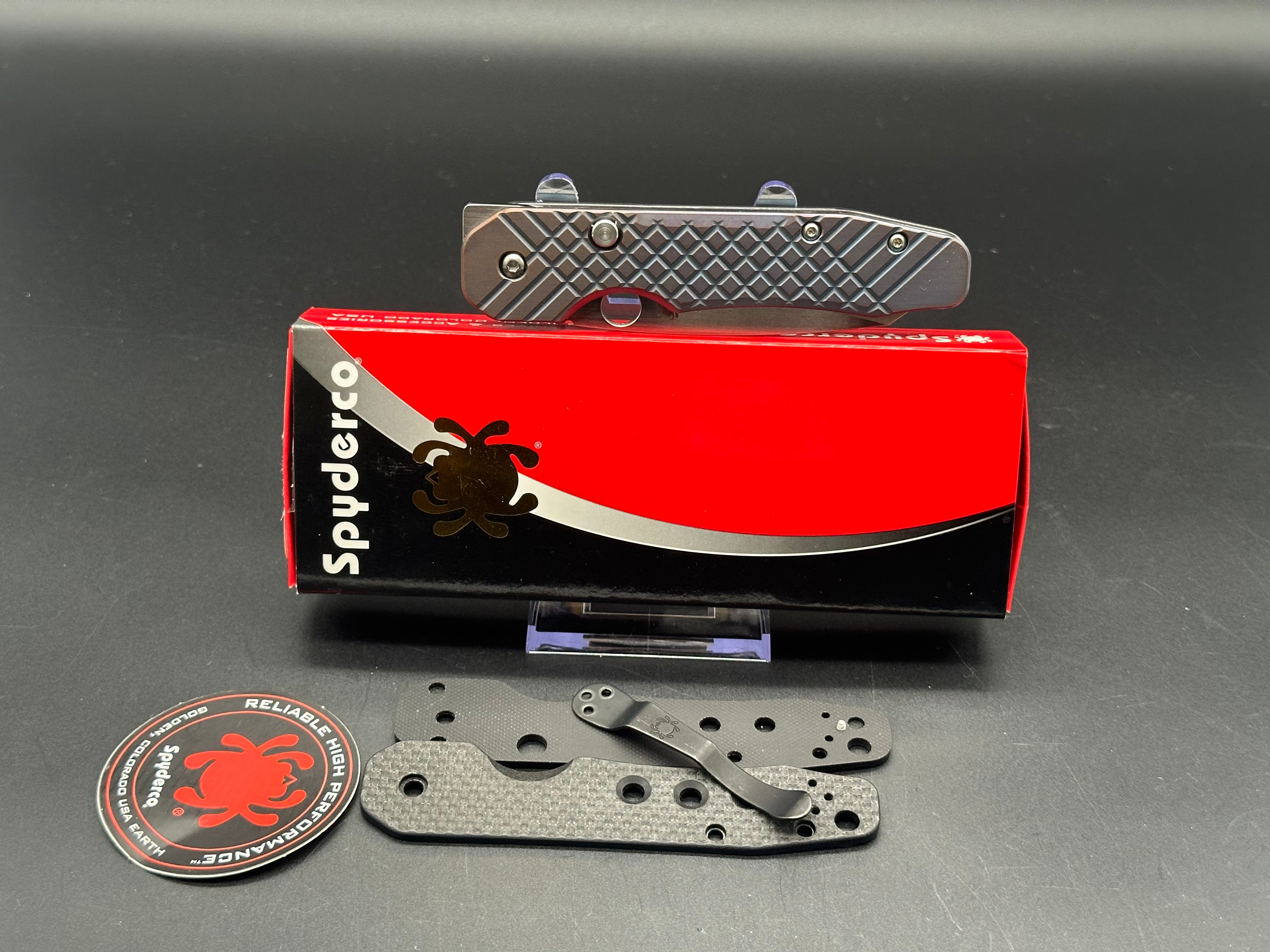 Spyderco Smock Knife with Milled Titanium Scales & Custom Pocket Clip - EDC, Outdoor, Tactical & Everyday Carry Folding Knife