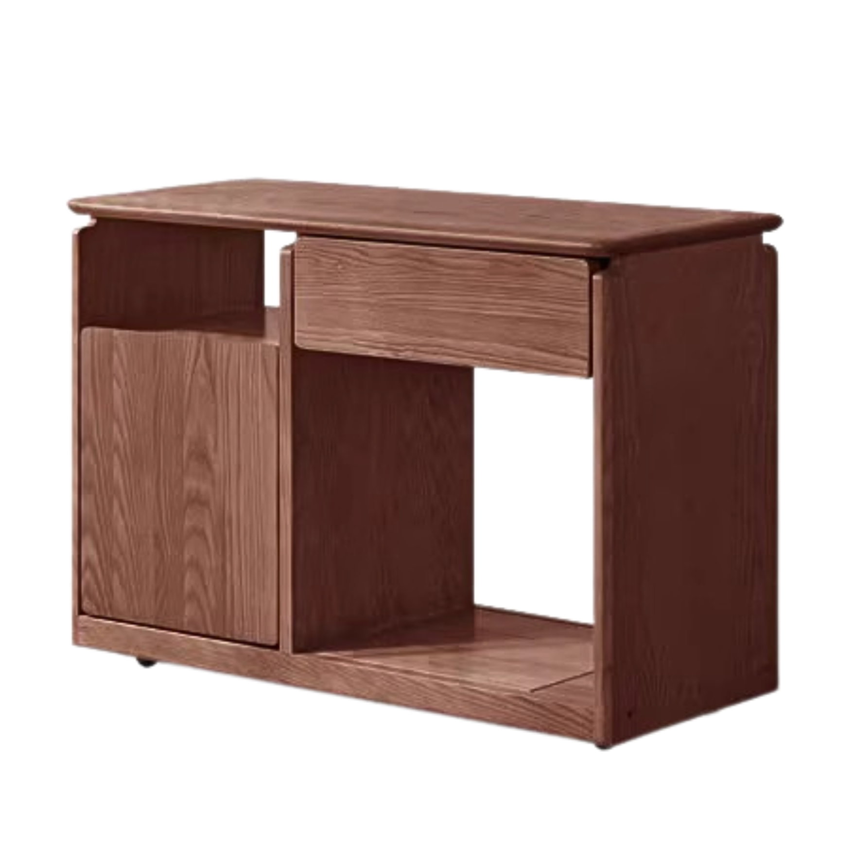 Solid Wood Mobile Side Table - Oak, Black Walnut, Ash - Small End Table for Living Room, Bedroom & Office Use