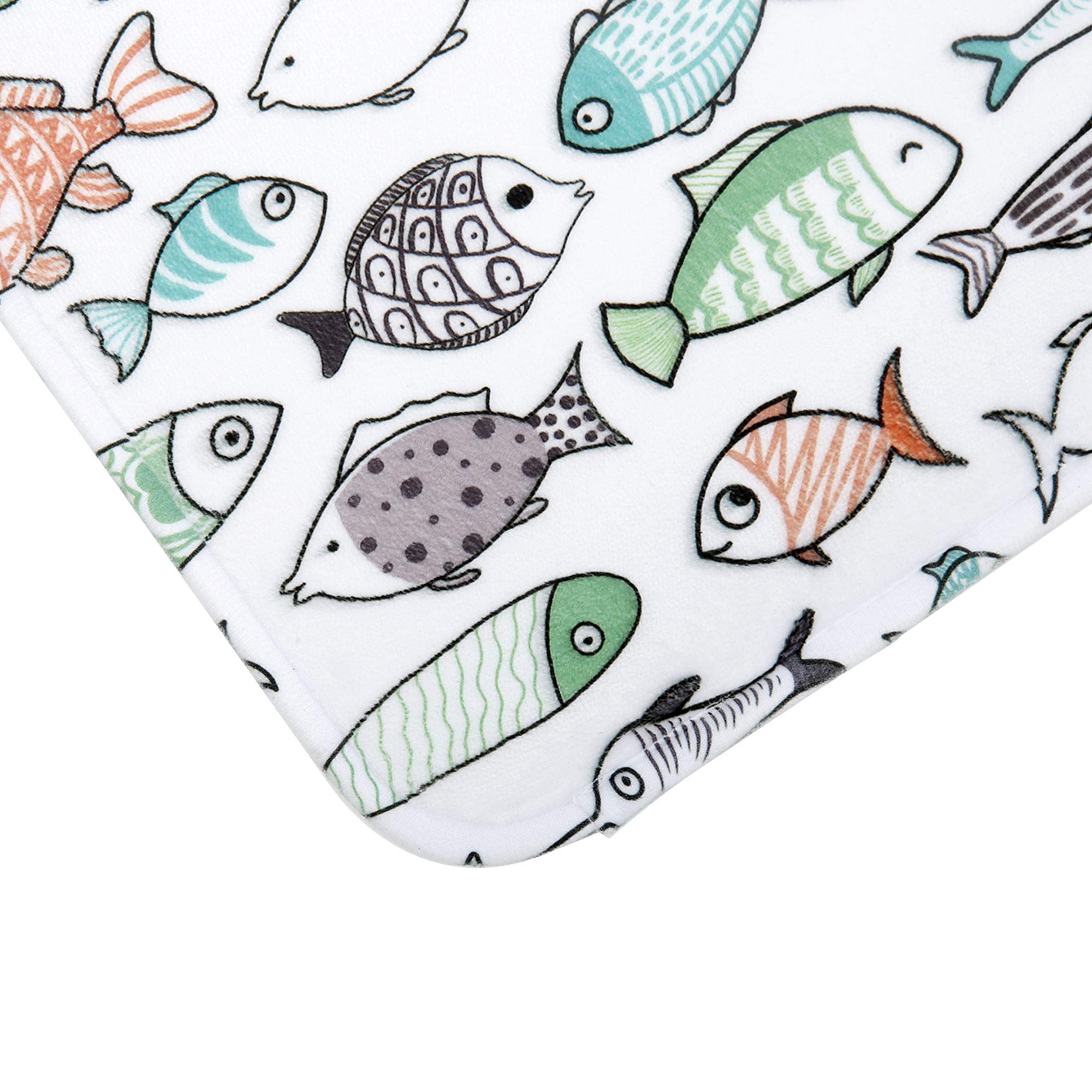 RosieLily Soft Plush Bathroom Rug Mat 24x16 Inches - Super Absorbent Shaggy Fish Design Non-Slip Bath Carpet for Kids | Perfect for Bathroom, Shower & Nursery Decor
