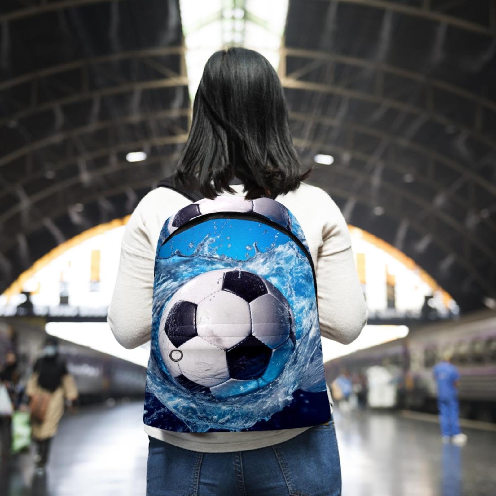 Premium Travel & Work Backpack - Lightweight Durable Laptop Backpack with USB Charging Port, Water-Resistant Blue Ocean Design - Perfect for Business Trips, Commuting & Outdoor Adventures