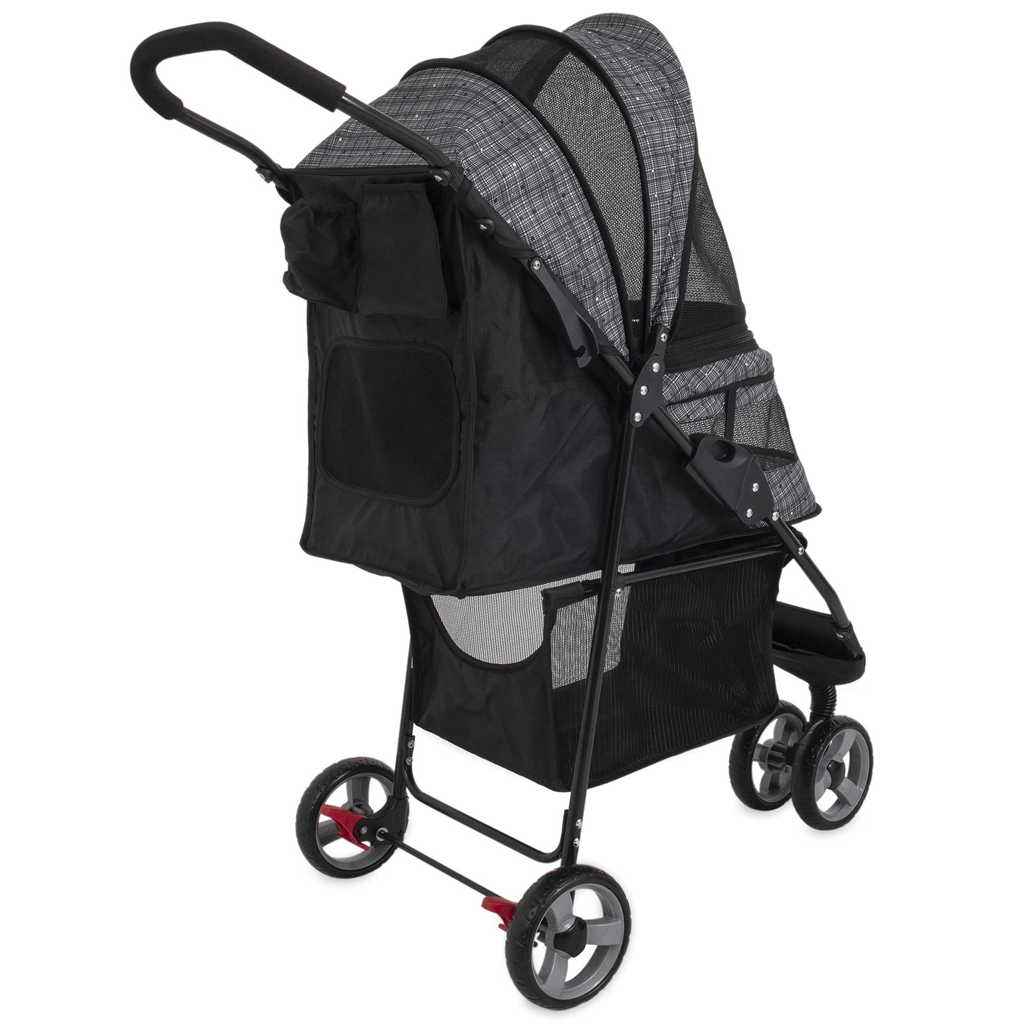Gen7 Pet Starry Night Gray Regal Plus Pet Stroller for Small to Medium Dogs & Cats - Lightweight Foldable Design with Storage Basket - Perfect for Travel, Walks & Vet Visits (Model G2320SN)
