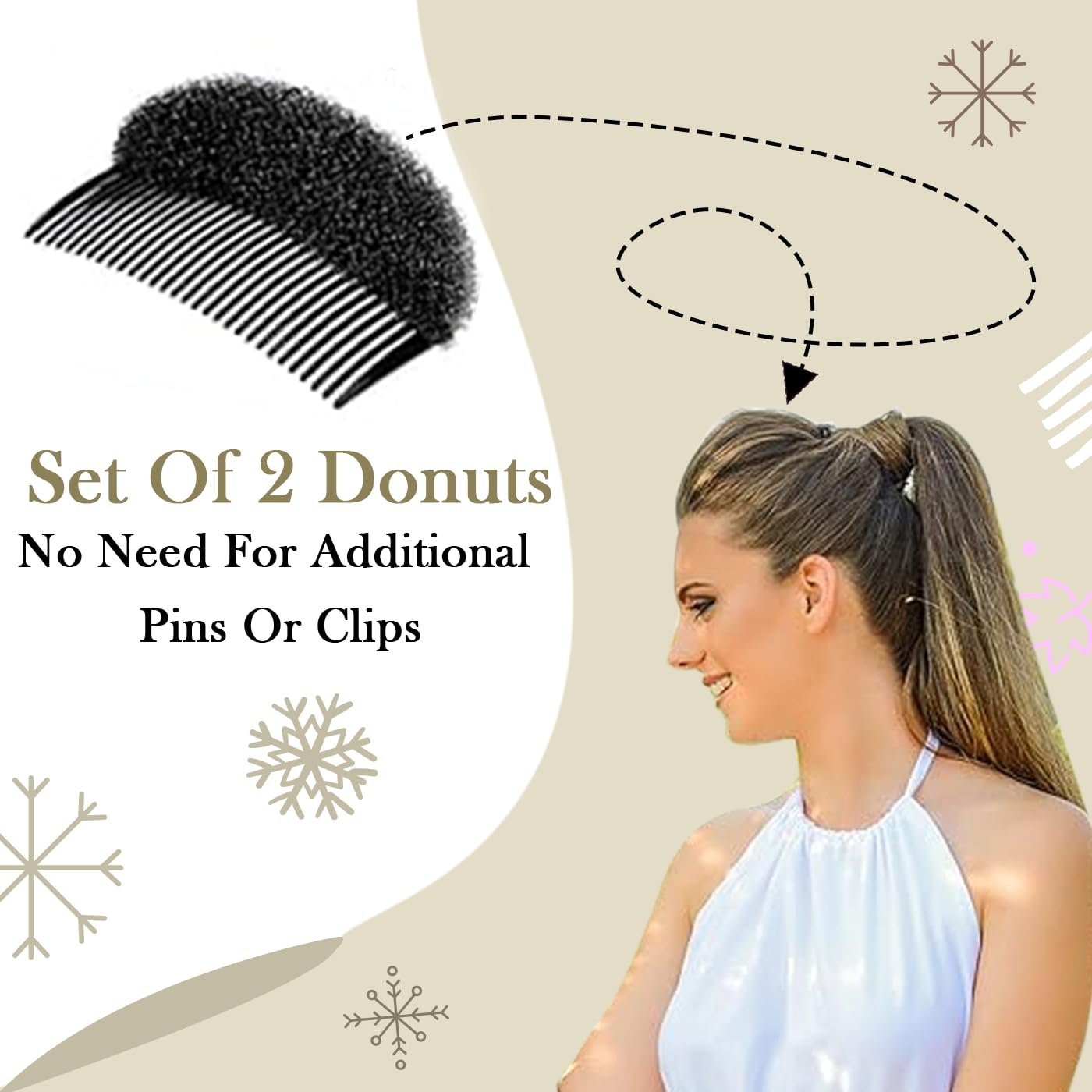 KYNA Set of 2 Donut Bun Maker with Comb - Hair Puff Maker & Bump It Up Comb - Hair Styling Accessories for Women & Girls - Perfect for Updos, Ponytails & Special Occasions