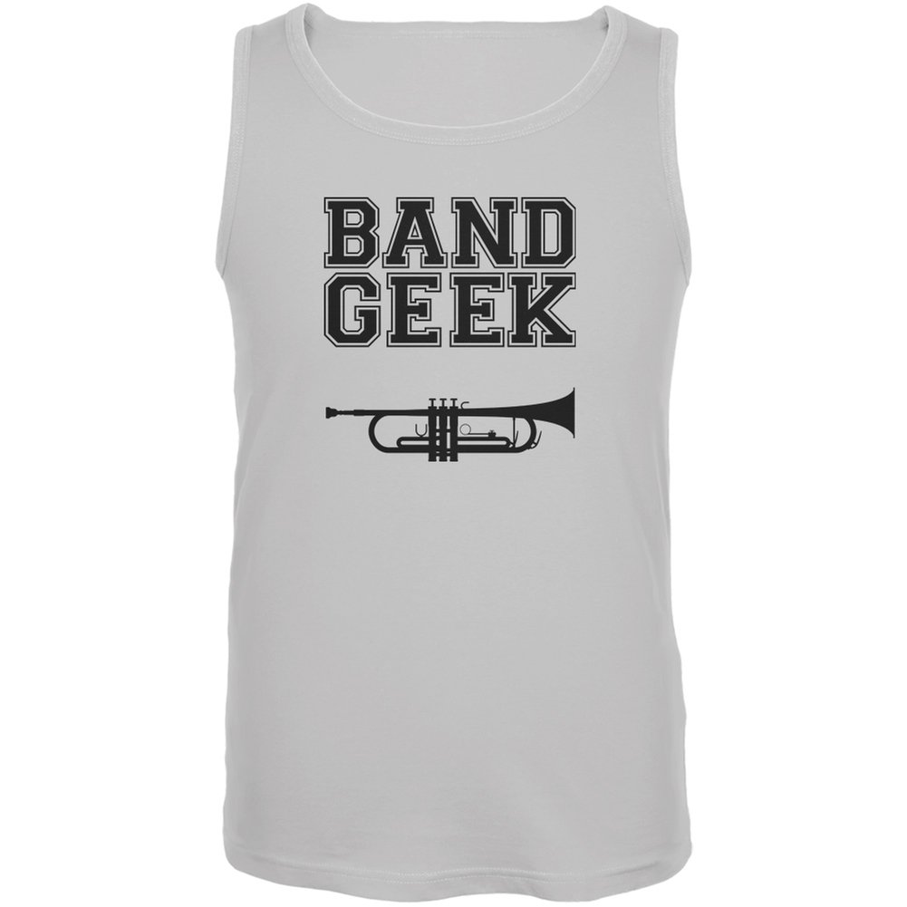 Old Glory Band Geek Trumpet White Adult Tank Top - Medium | Patriotic Music Lover Apparel for Concerts & Performances