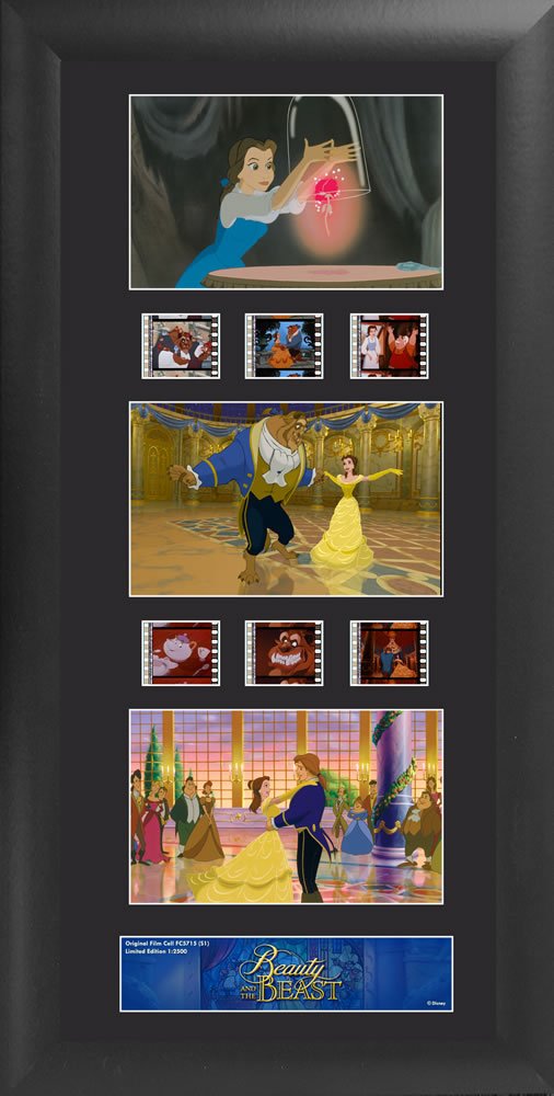 Beauty and the Beast Framed Film Cell Art Trio - Disney Collectible Wall Decor for Home, Office, or Gift - Perfect for Disney Fans and Movie Memorabilia Enthusiasts