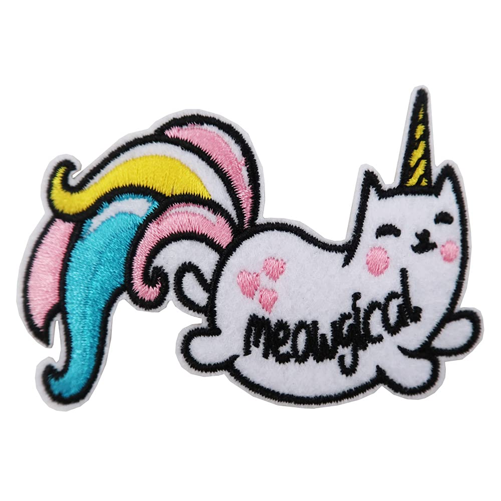 Unicorn Cat Iron-On Patch - Rainbow Embroidered Applique for DIY Clothing & Accessories | Perfect Gift for Cat Lovers, Cat Moms & Dads | Great for Jackets, Bags, Hats & Scrapbooking
