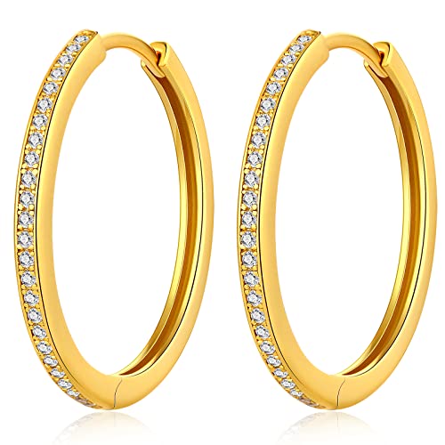 B3-24mm cz hoop earrings gold 18k