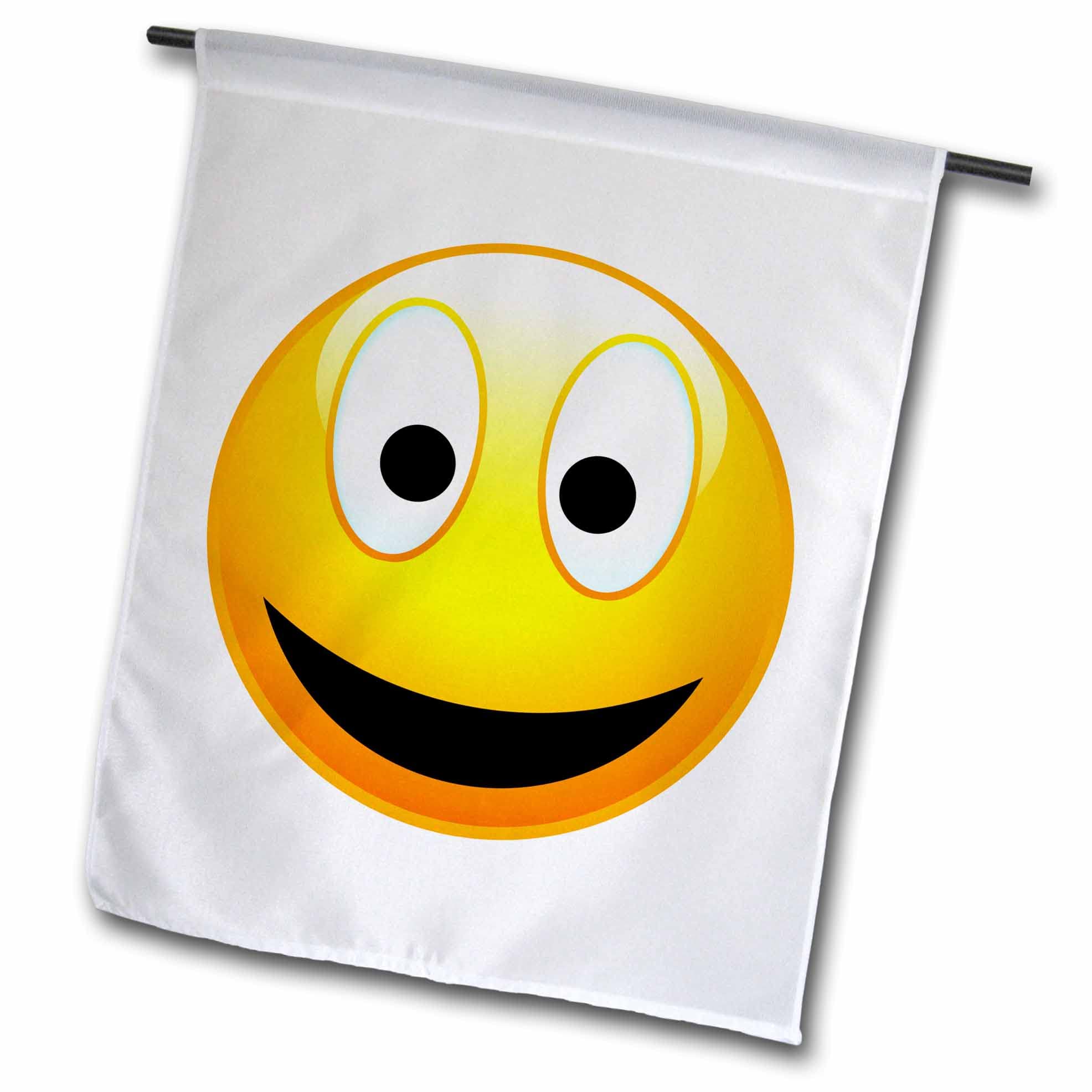 3D Rose Smiley Face Garden Flag - 12x18 Inch Yellow & Black Happy Face with Glowing Nose - Outdoor Decorative Flag for Yard, Patio, and Garden Decor