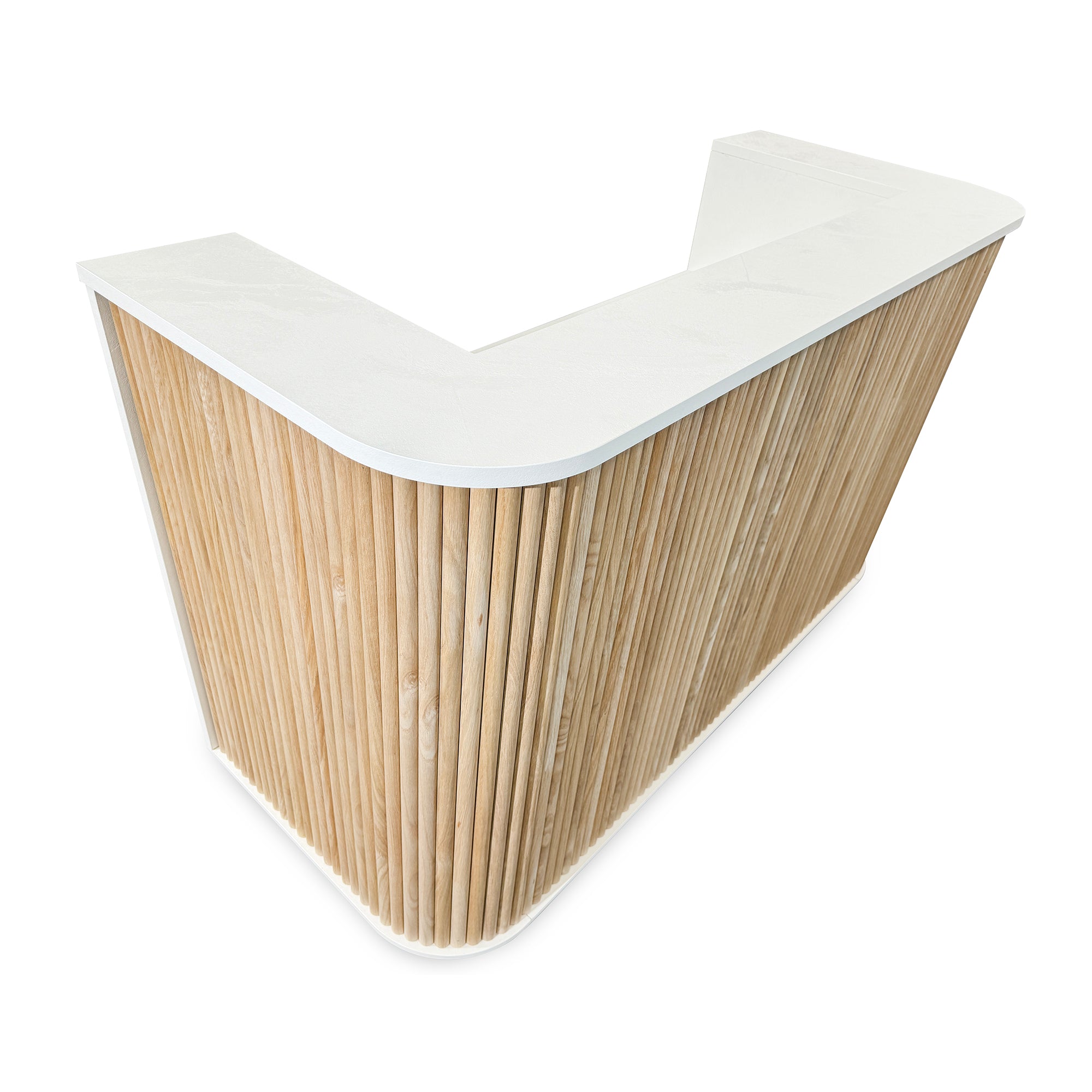 Premium HALO 180cm Reception Desk - Solid Oak & White Finish - Perfect for Office, Hotel, and Corporate Lobby Reception Areas