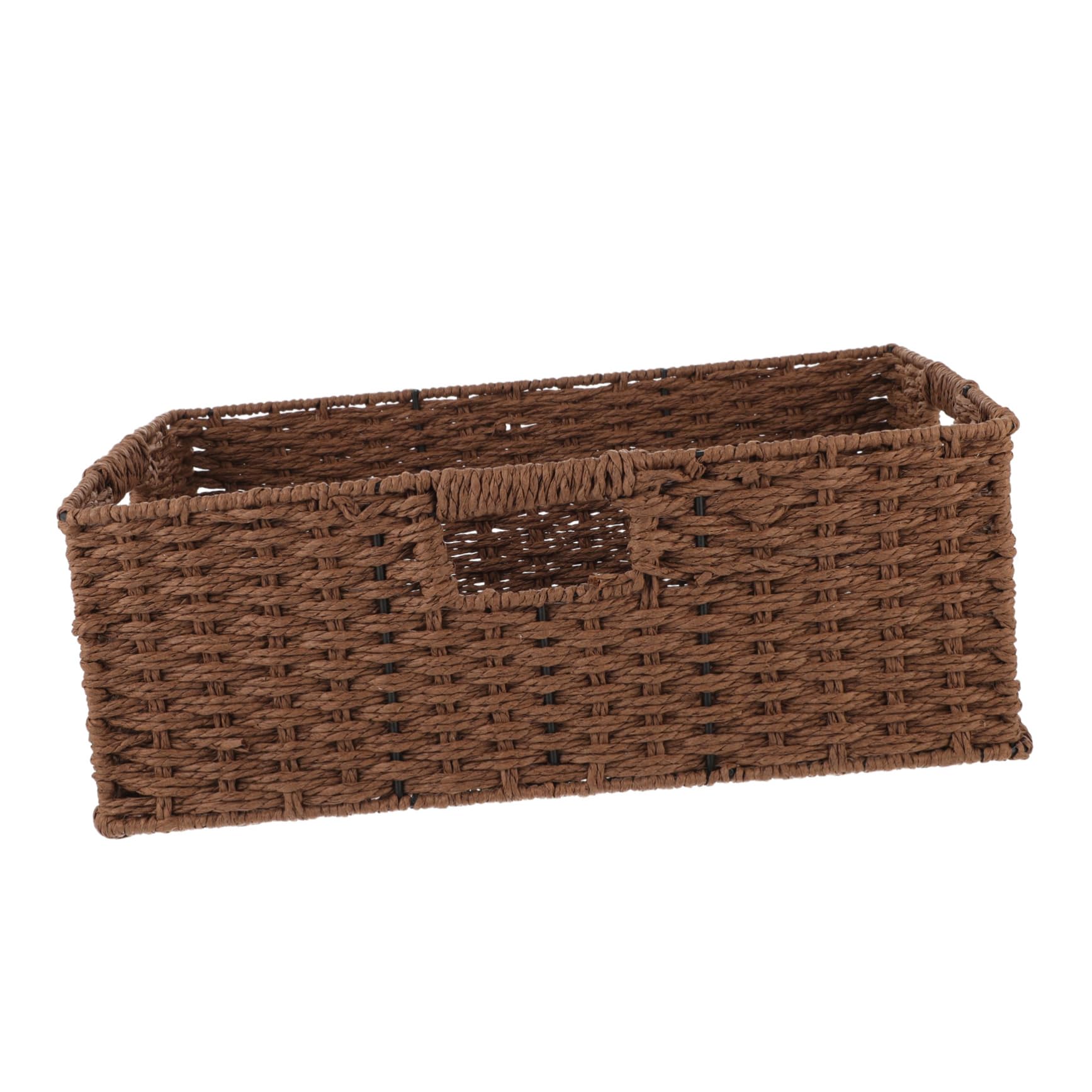 Natural Wicker Storage Baskets with Handles - Rattan Rectangular Organizer Bins for Home, Coffee Shelf & Closet Organization - Perfect for Living Room, Bedroom & Bathroom Storage