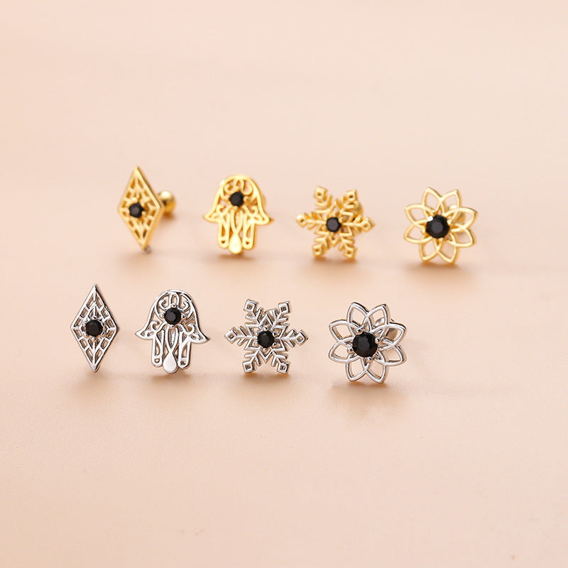 20G Hamsa Hand Tragus Helix Piercing Stud Earrings for Women - Gold & Silver Cartilage Hoop Earrings for Helix, Tragus, Conch - Perfect for Everyday Wear, Parties & Spiritual Protection Jewelry