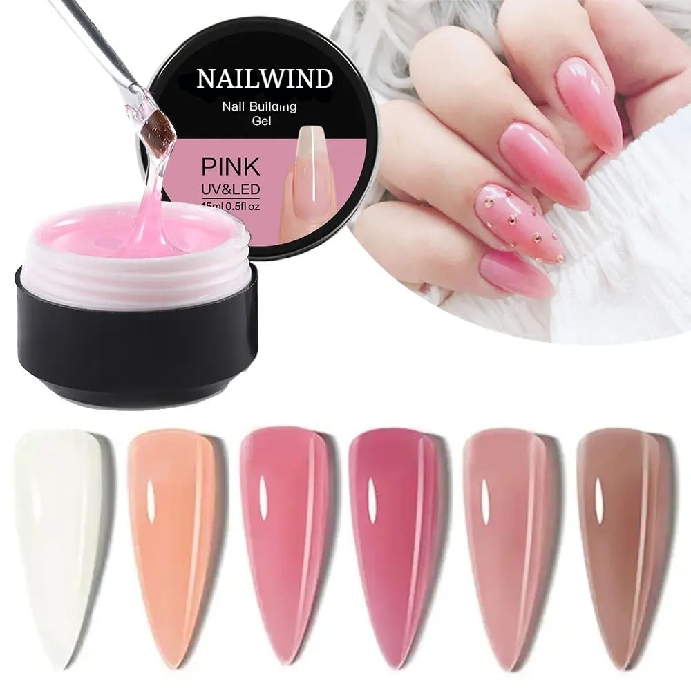 NAILWIND Professional Builder Gel for Nail Extensions - UV Gel Acrylic Kit for Strong & Long False Nails - Pink Nude (1 Piece) - Perfect for Salon, DIY Manicures & Nail Art Enthusiasts