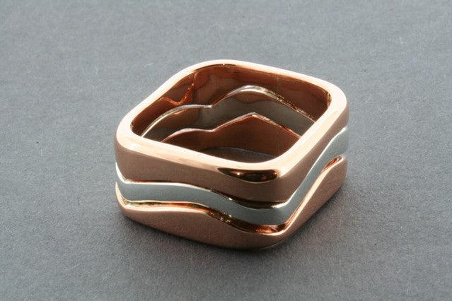 Elegant Polished Sterling Silver & Copper Curved Stackable Rings Set for Women - Perfect for Layering, Everyday Wear & Special Occasions
