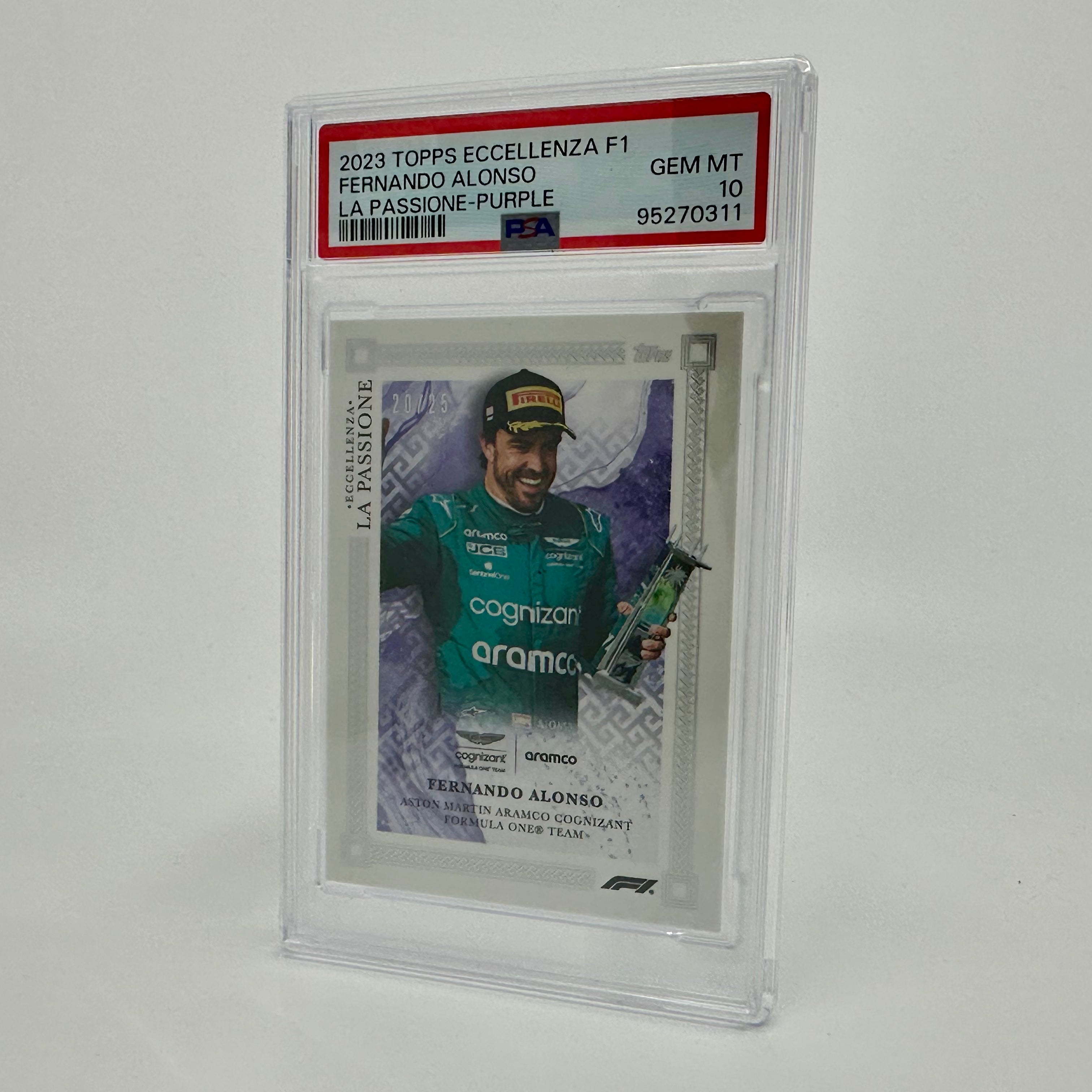 PSA 10 2023 Eccellenza La Passione Fernando Alonso Purple 20/25 - Rare Trading Card for Collectors & Sports Memorabilia Enthusiasts