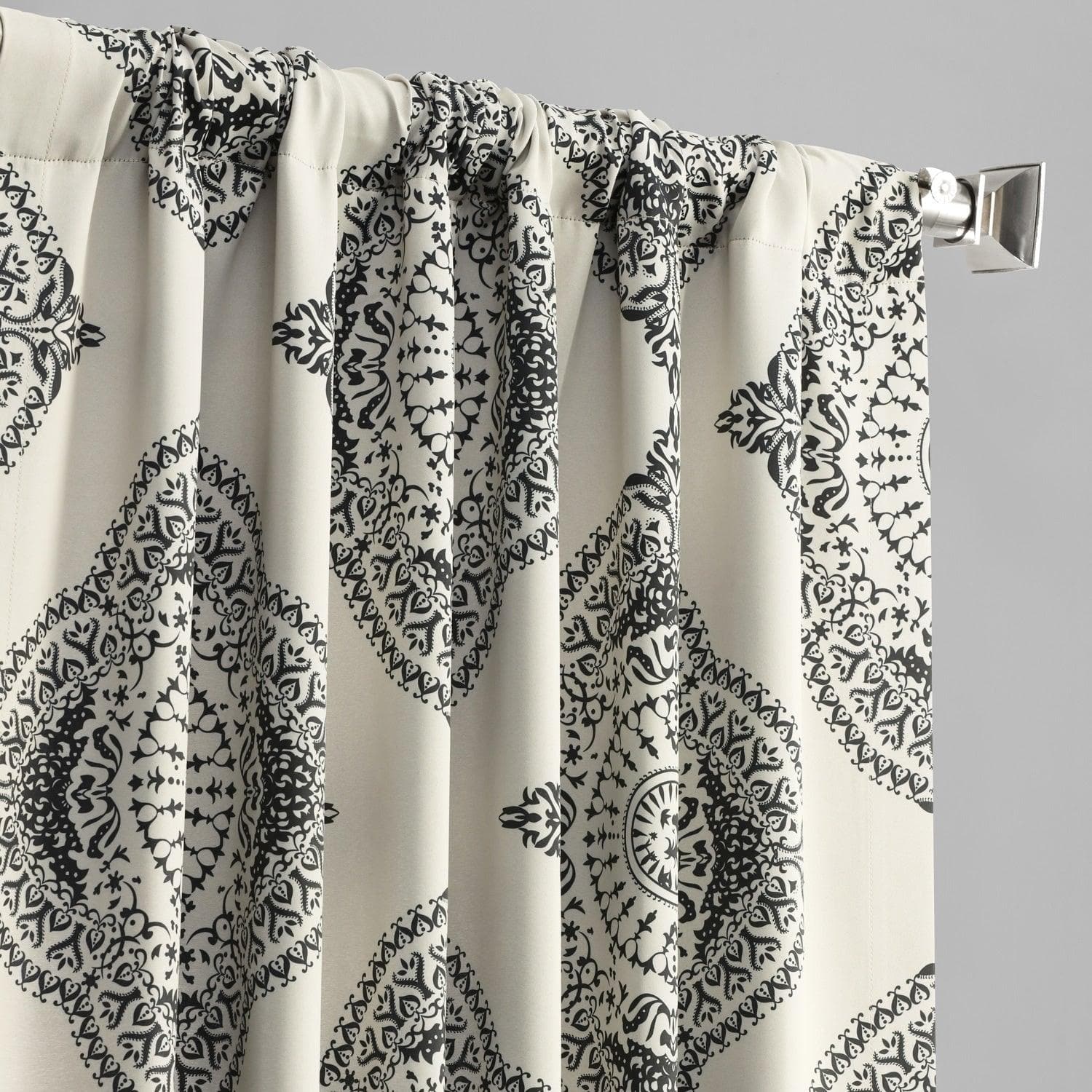 Black Henna Embroidered Room Darkening Curtains - Thermal Insulated Window Drapes for Bedroom, Living Room & Nursery (Set of 2 Panels) | Blocks Sunlight & UV Rays for Better Sleep & Privacy