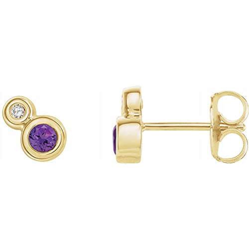 Amethyst and Diamond - 0.03 Ctw,Size-3 mm