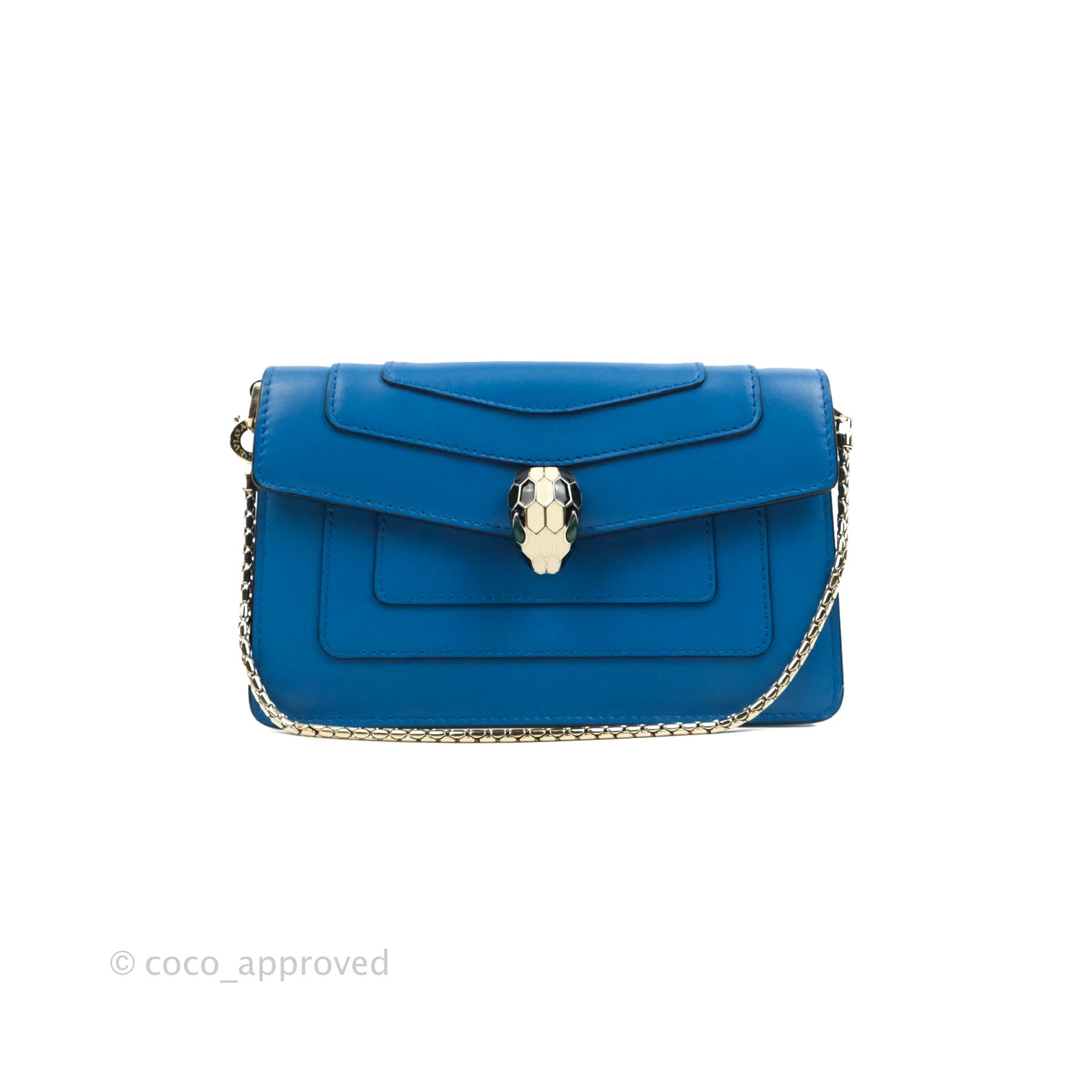 Bvlgari Serpenti Forever Mini Bag in Blue with Gold Hardware - Luxury Crossbody Bag for Women, Perfect for Evening Events & Date Nights
