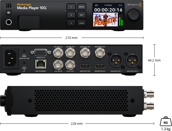Blackmagic Media Player 10G - Professional 4K Video Streaming Device for Live Events & Broadcast Studios | HDMI & SDI Output | Ultra HD Playback