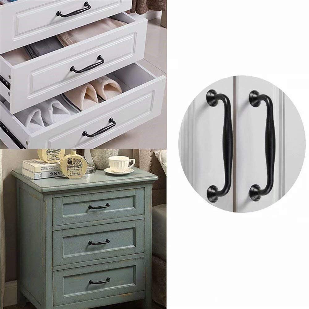 Black Cabinet Handles & Drawer Pulls - 6 Pack Durable Zinc Alloy Minimalist Cupboard Door Handles for Kitchen Cabinets, Dressers & Home Decor (128mm) - Perfect for Modern Kitchen Remodeling & Furniture Upgrades
