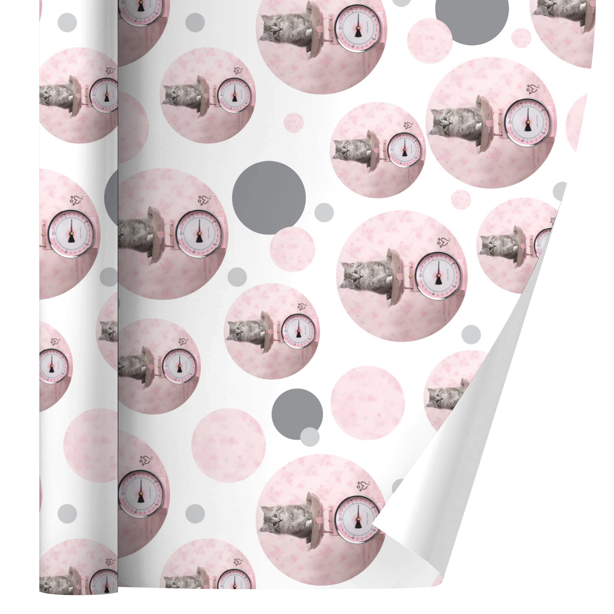 Siberian Cat Kitten Tipping The Scale Gift Wrap Paper Roll - Cute Animal Wrapping Paper for Birthday, Christmas Gifts & Party Decorations