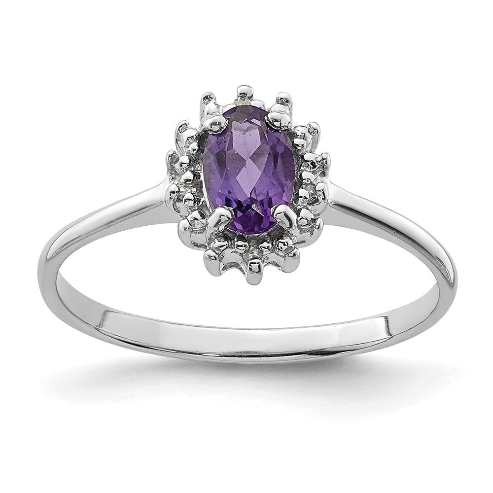 0.44ct Oval Cut Amethyst & Diamond Accent Engagement Ring for Women - 925 Sterling Silver Wedding Band, Promise Ring, Anniversary Gift - Perfect for Proposals, Valentine's Day & Special Occasions