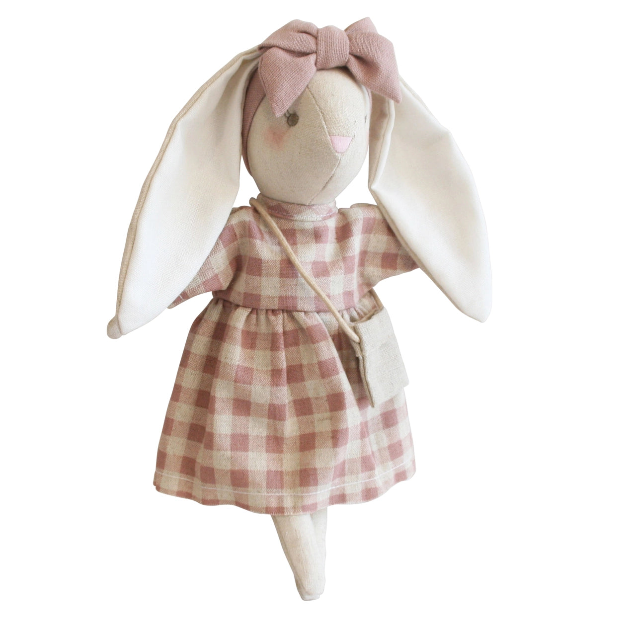 Alimrose Mini Sofia Bunny Plush Toy - Soft Rose Check Stuffed Animal for Kids, Perfect for Gifts, Nursery Decor & Cuddling
