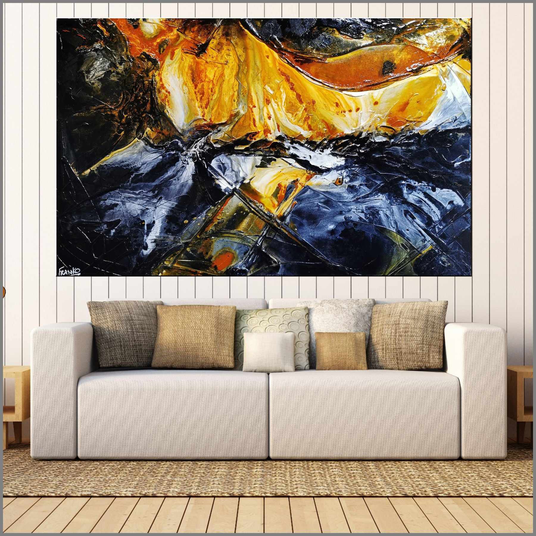 160cm x 100cm Black Sienna Textured Abstract Canvas Art - Modern Wall Decor for Living Room, Bedroom & Office | Sienna Sunrise Painting