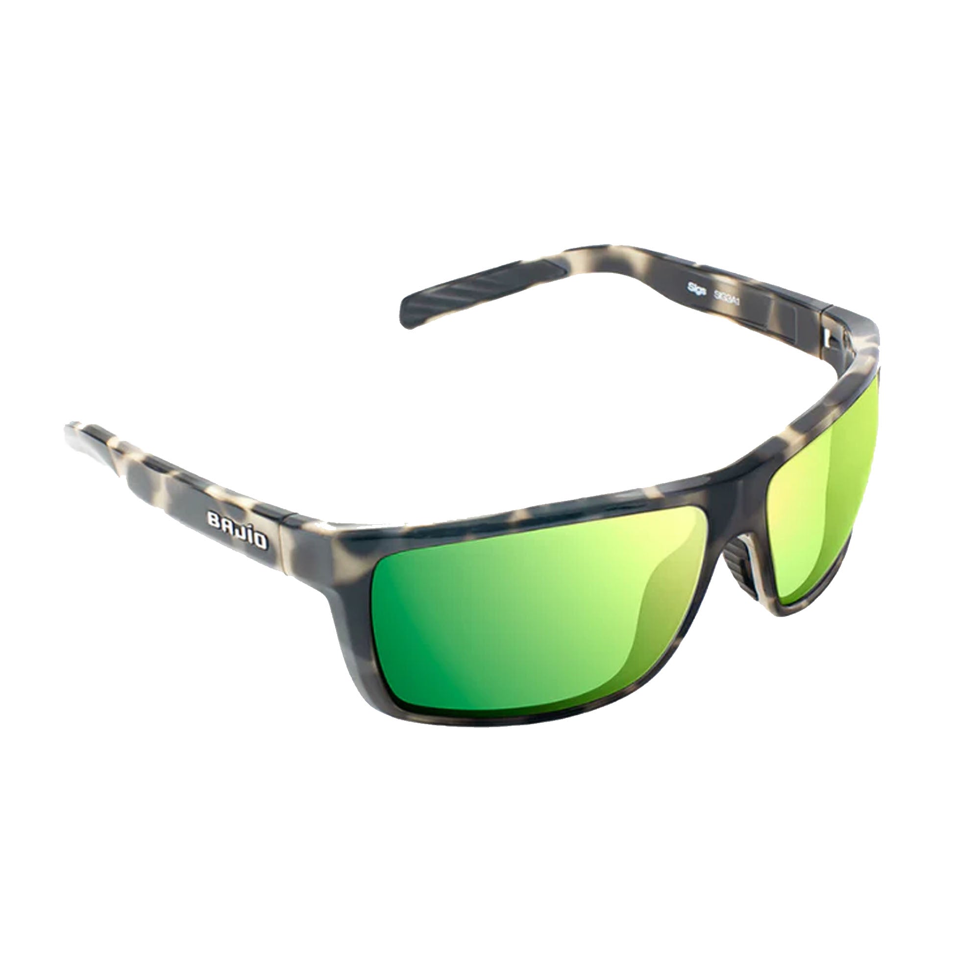Bajio Sigs Medium Men's Polarized Sunglasses - Ivory Tortoise Gloss Frame with Green Mirror Lenses for Outdoor Sports & Driving