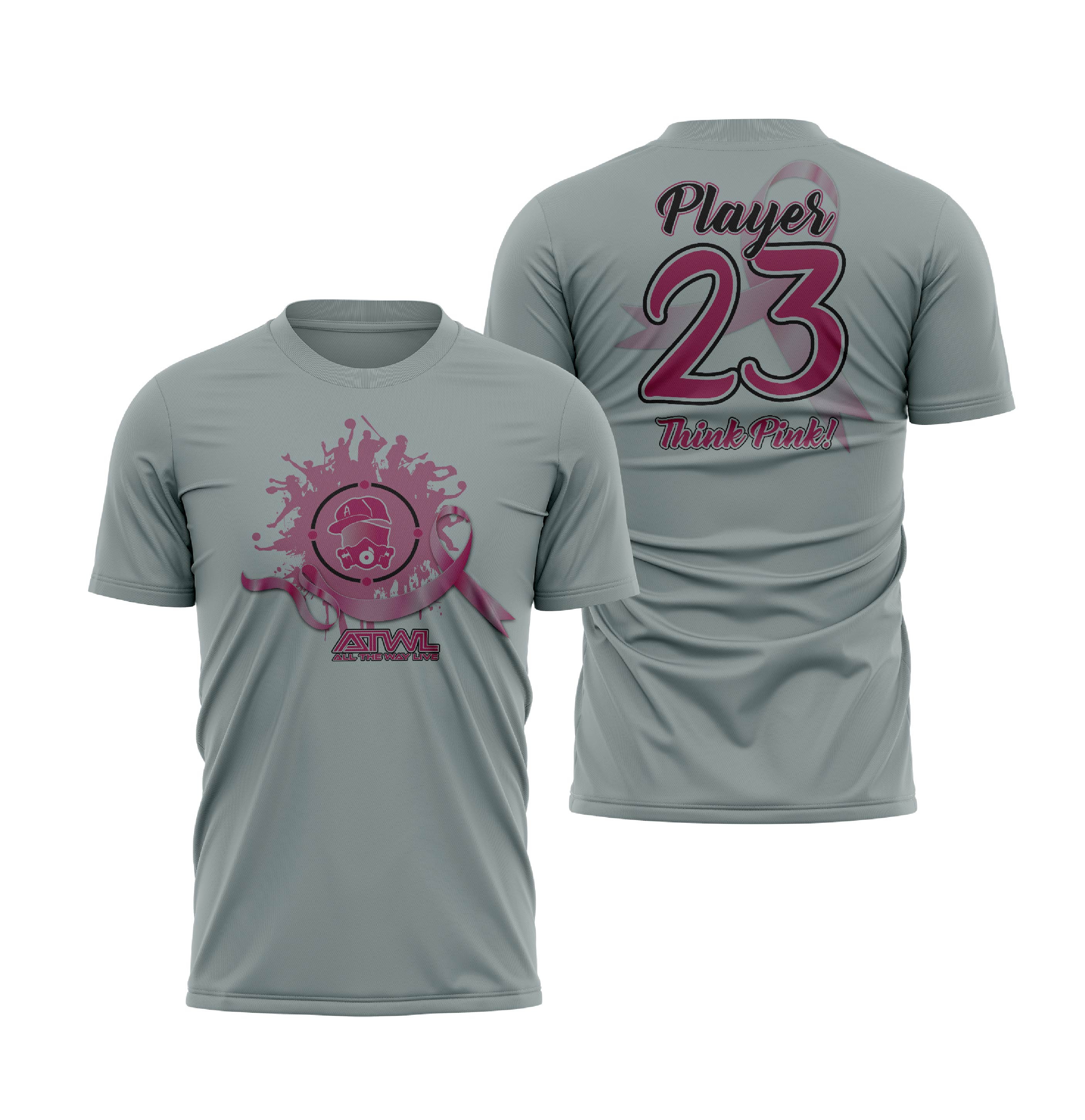 Think Pink Breast Cancer Awareness Sublimated Men's Jersey - Comfortable & Durable for Sports, Fundraisers & Support Events