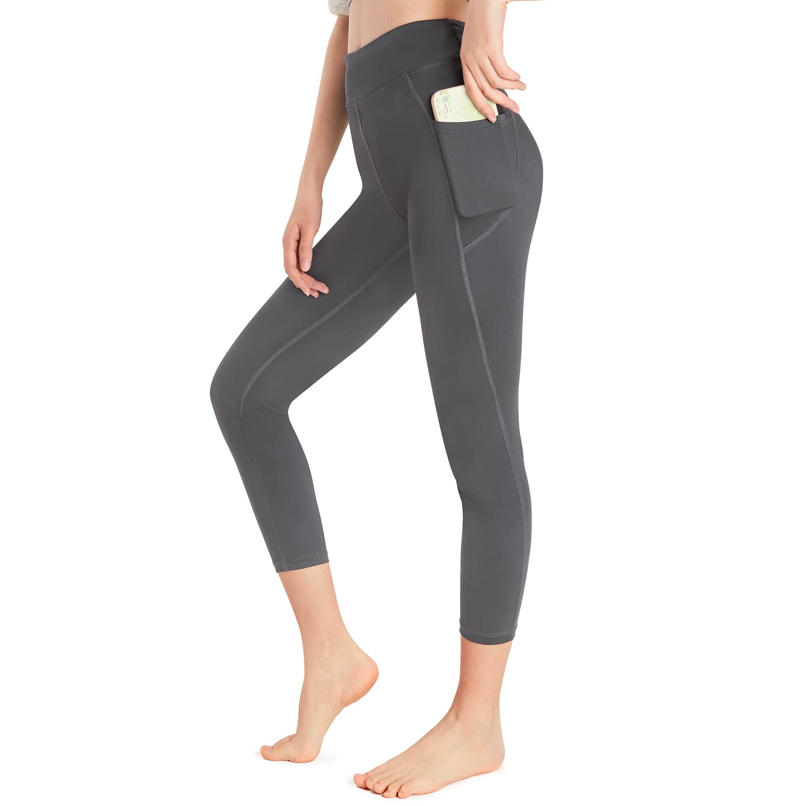 **CAMEL CROWN Women's High Waisted Yoga Pants with Pockets - Thick Tummy Control Workout Leggings, Buttery Soft for Running, Gym & Lounge**