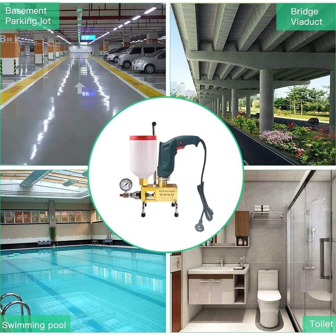 910W High-Pressure Floor Grouting Machine - 110V Waterproof Filling Pump for Concrete Crack Repair, Polyurethane Injection & Foundation Leak Sealing - Ideal for Basement, Garage & Driveway Repairs