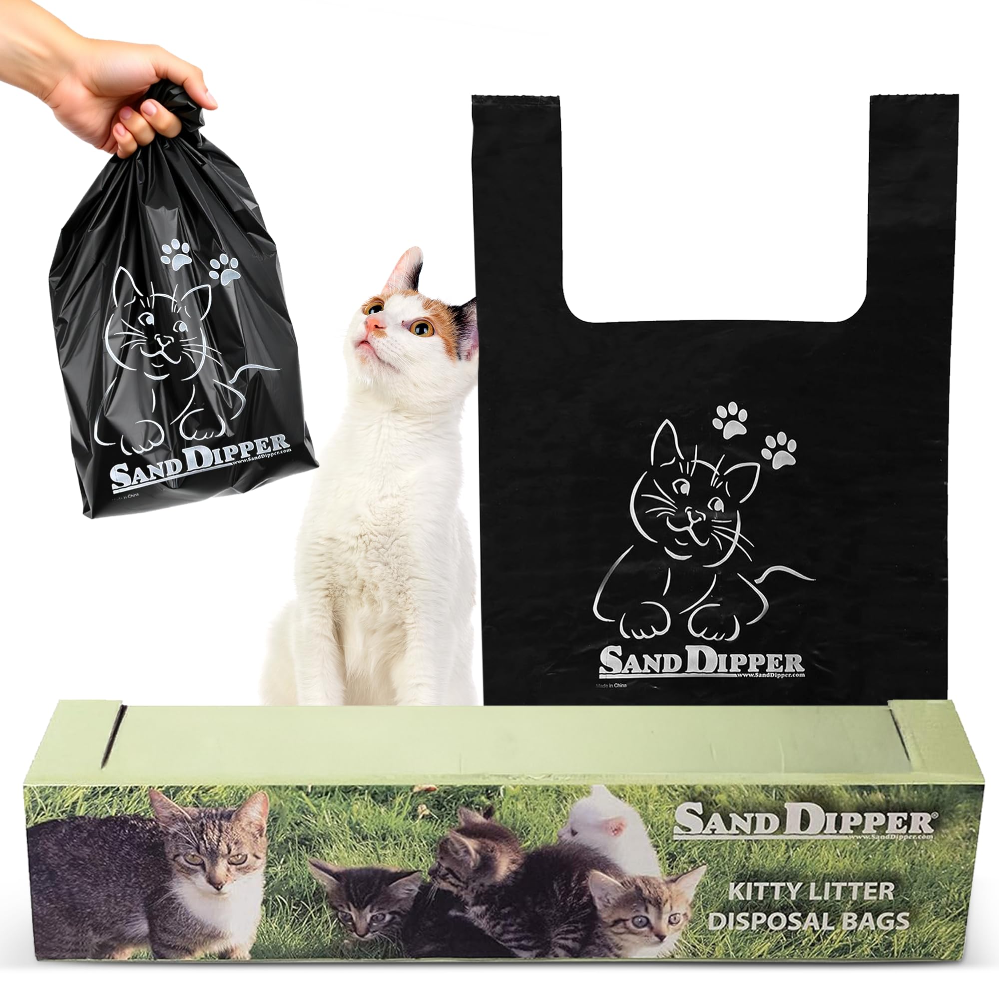 Premium Sand Dipper Cat Litter Waste Bags | Extra Thick Odor-Proof & Leak-Proof | Medium Size 50 Rolls | Ideal for Daily Litter Box Cleaning & Travel Use