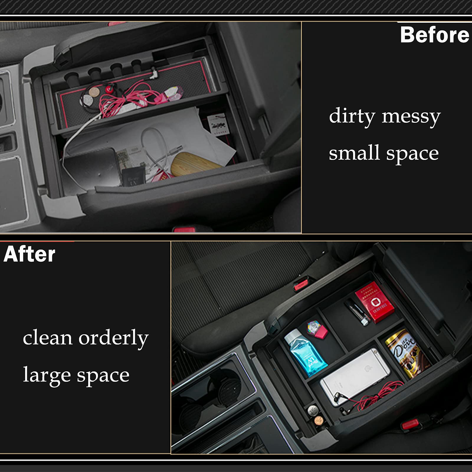 Premium Center Console Organizer Tray for Ford F150 (2015-2020) - Armrest Storage Box Accessories | Perfect for Road Trips, Work Commutes & Daily Organization