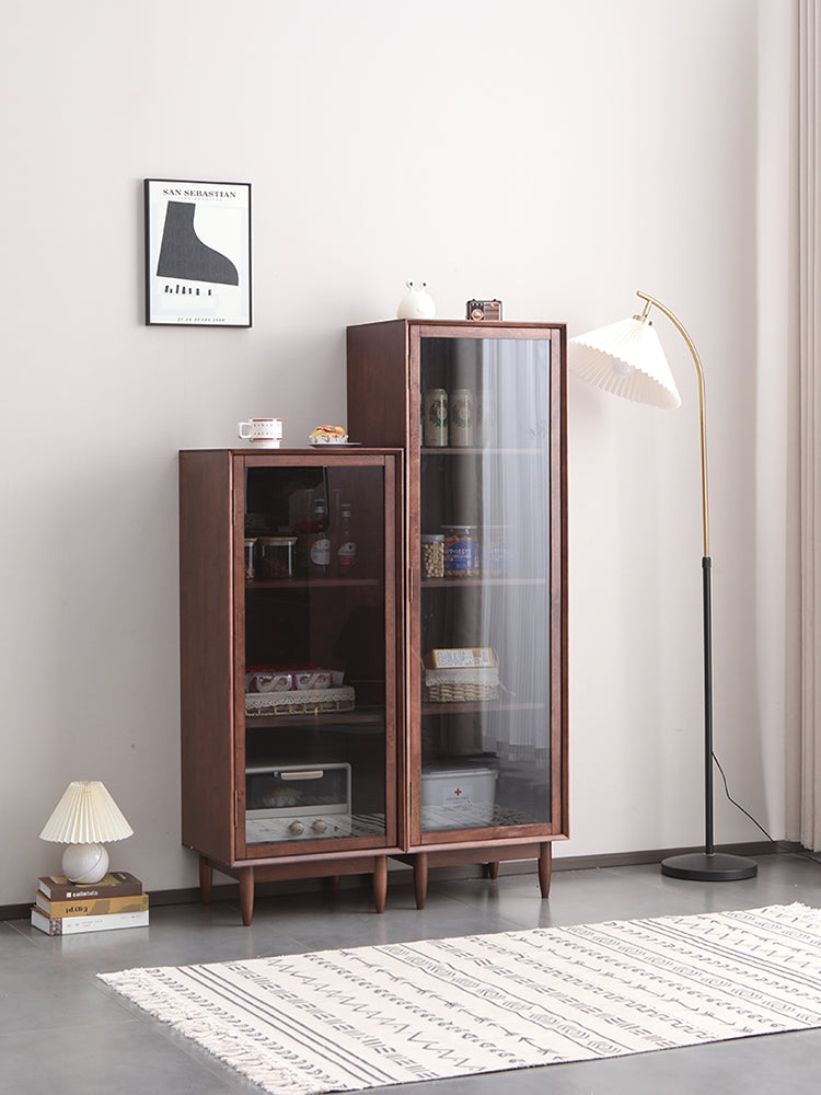 PAIGE SWEDEN Glass Display Cabinet - Solid Wood Living Room Storage - Modern Minimalist Furniture for Home Decor (Perfect for Showcasing Collectibles, Books & Display Items in Living Room, Bedroom or Office)