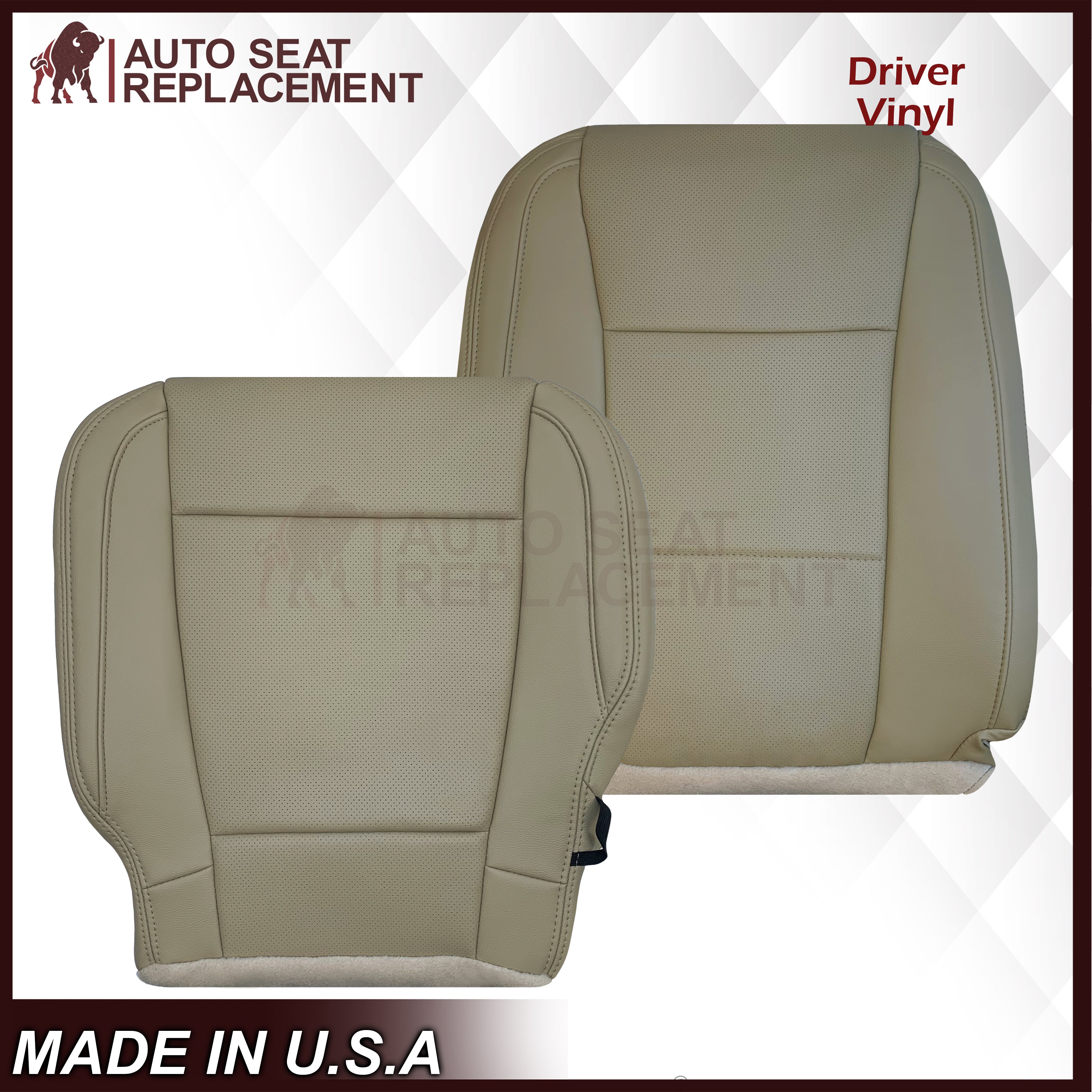 2015-2017 Ford F-150 Lariat Light Cashmere Tan Replacement Seat Covers - Genuine Leather or Synthetic Leather Options - Perfect for Car Interior Upgrade & Protection