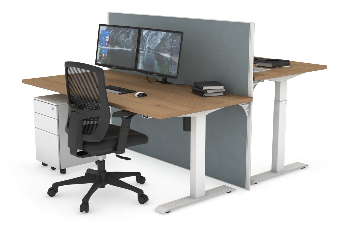Height Adjustable 2 Person Workbench - 1600L x 800W with Cable Management - Perfect for Office, Workshop & Collaborative Workspaces
