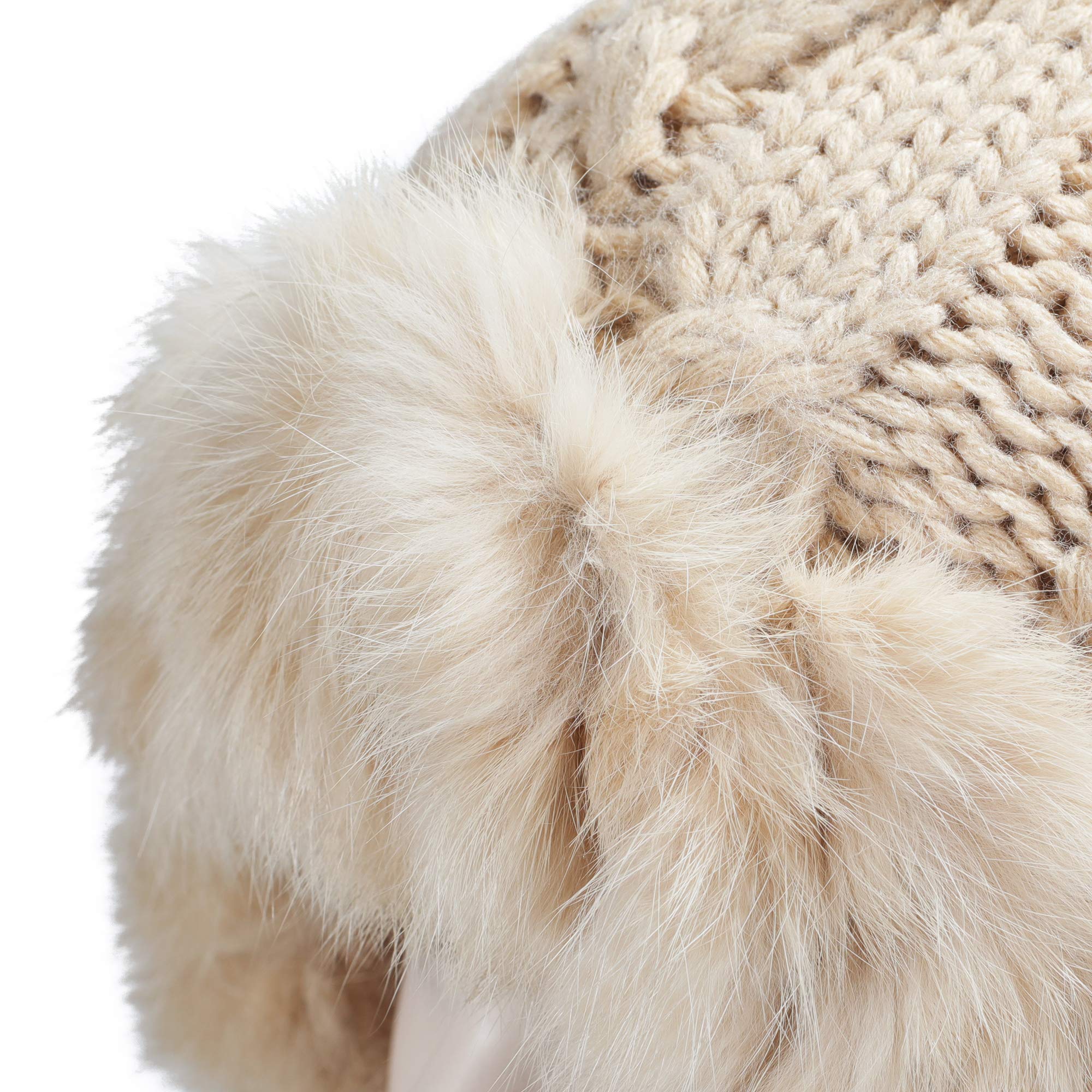 ZLYC Women's Winter Warm Rabbit Fur Knit Bobble Beanie Hat with Earflaps - Cozy Cold Weather Accessory for Outdoor Activities & Fashion Style