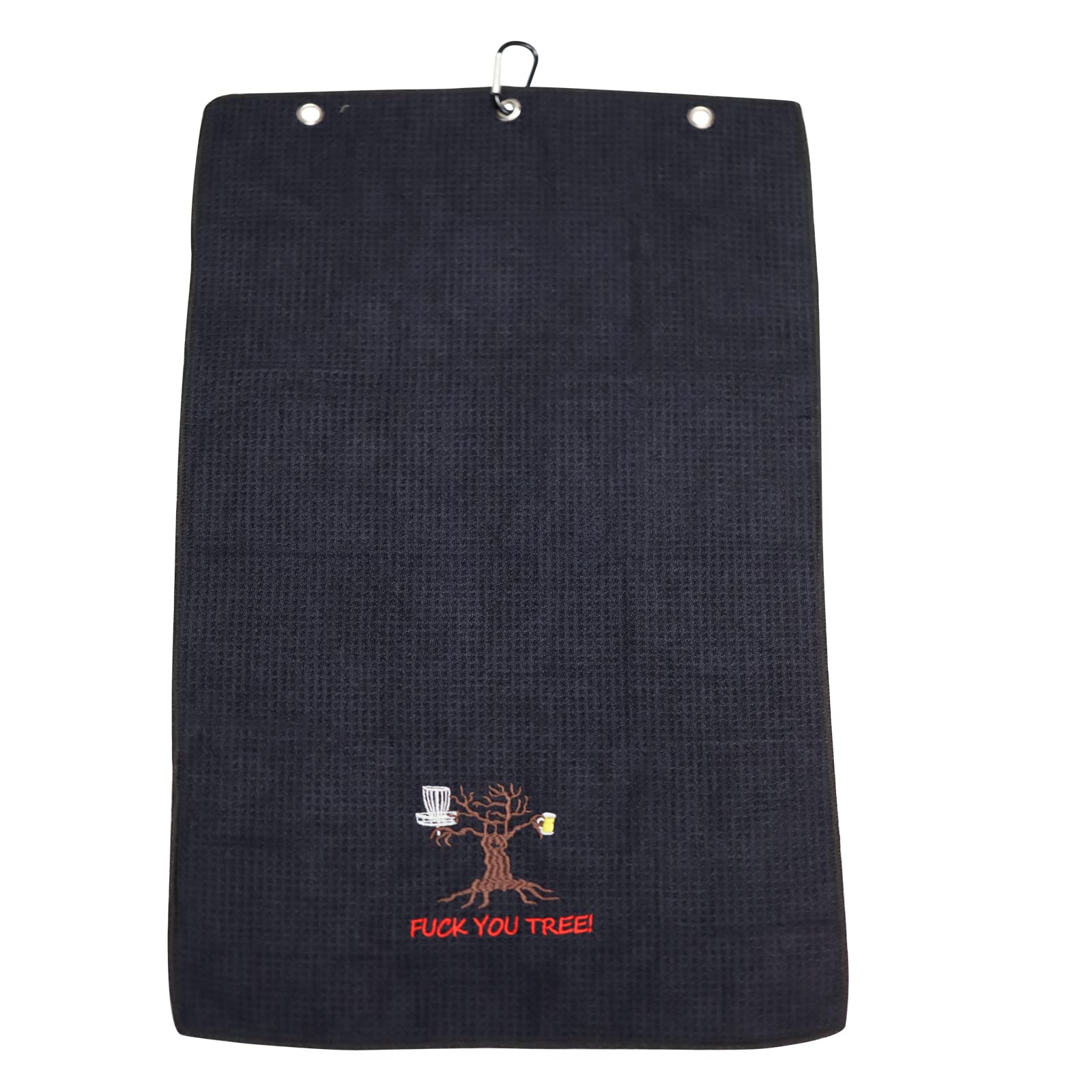 Premium Microfiber Disc Golf Towel with Clip - Embroidered Golfer Design, Absorbent & Durable - Perfect for Disc Golf Gifts & On-Course Use (Black, You Tree)