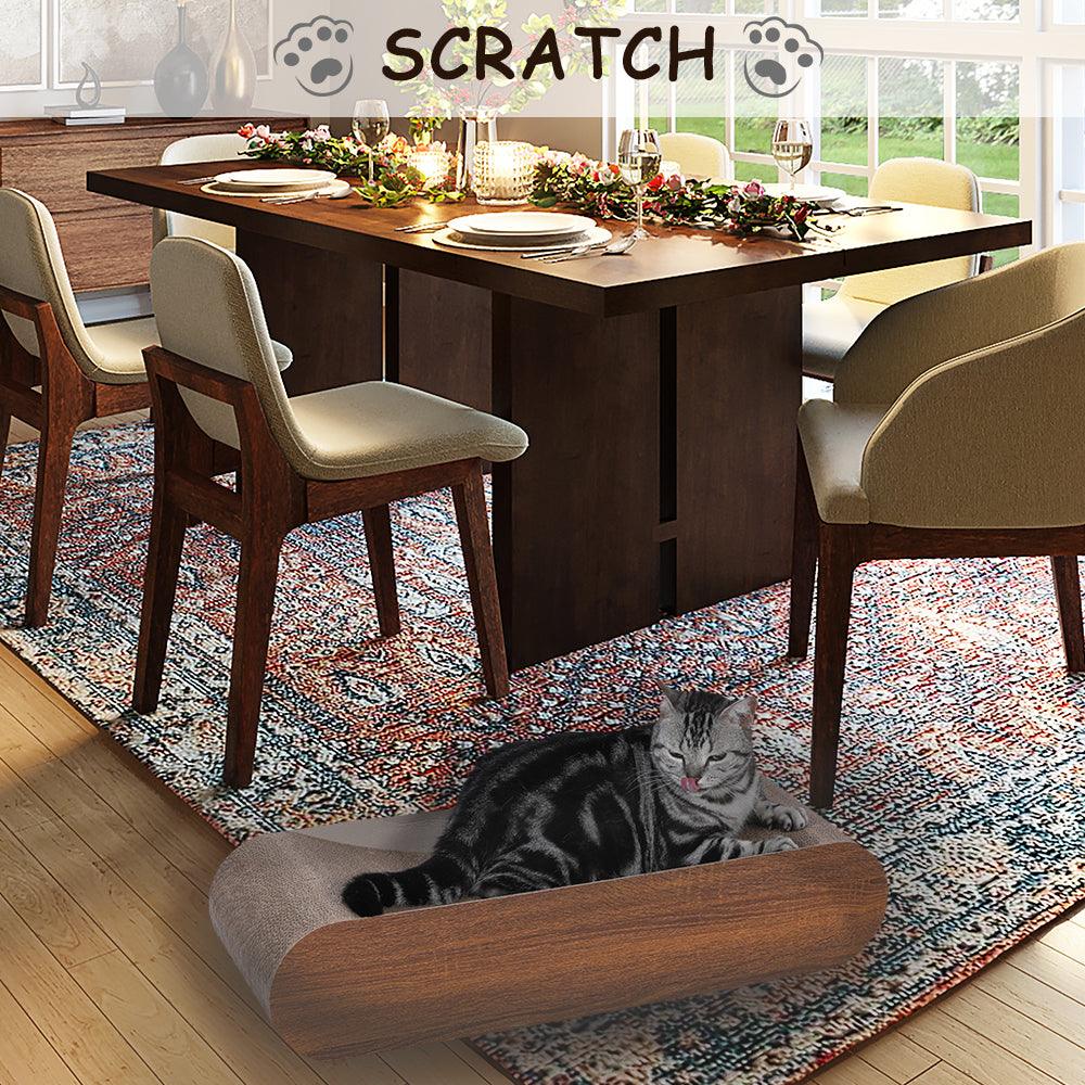 Premium Cat Scratcher Lounge Bed - Durable Bone-Shaped Cardboard Scratching Pad for Cats, Reversible & Recyclable Furniture Protector - Perfect for Indoor Play, Napping & Protecting Sofas