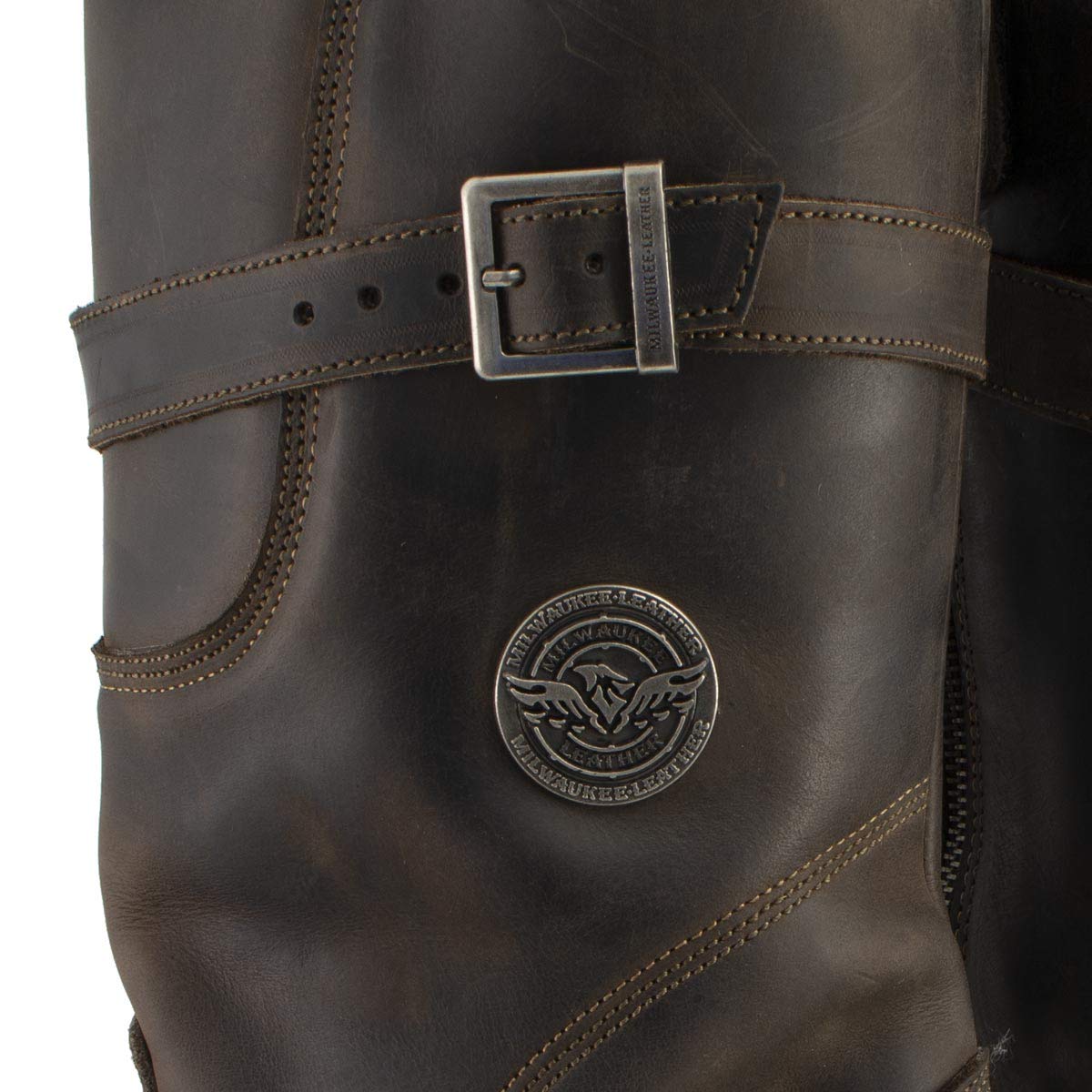 Milwaukee Leather Men's Classic Distressed Brown Leather Motorcycle Engineer Boots - Size 8.5 (MBM9063) | Durable Riding Boots for Bikers & Motorcycle Enthusiasts | Perfect for Long Rides & Cruising