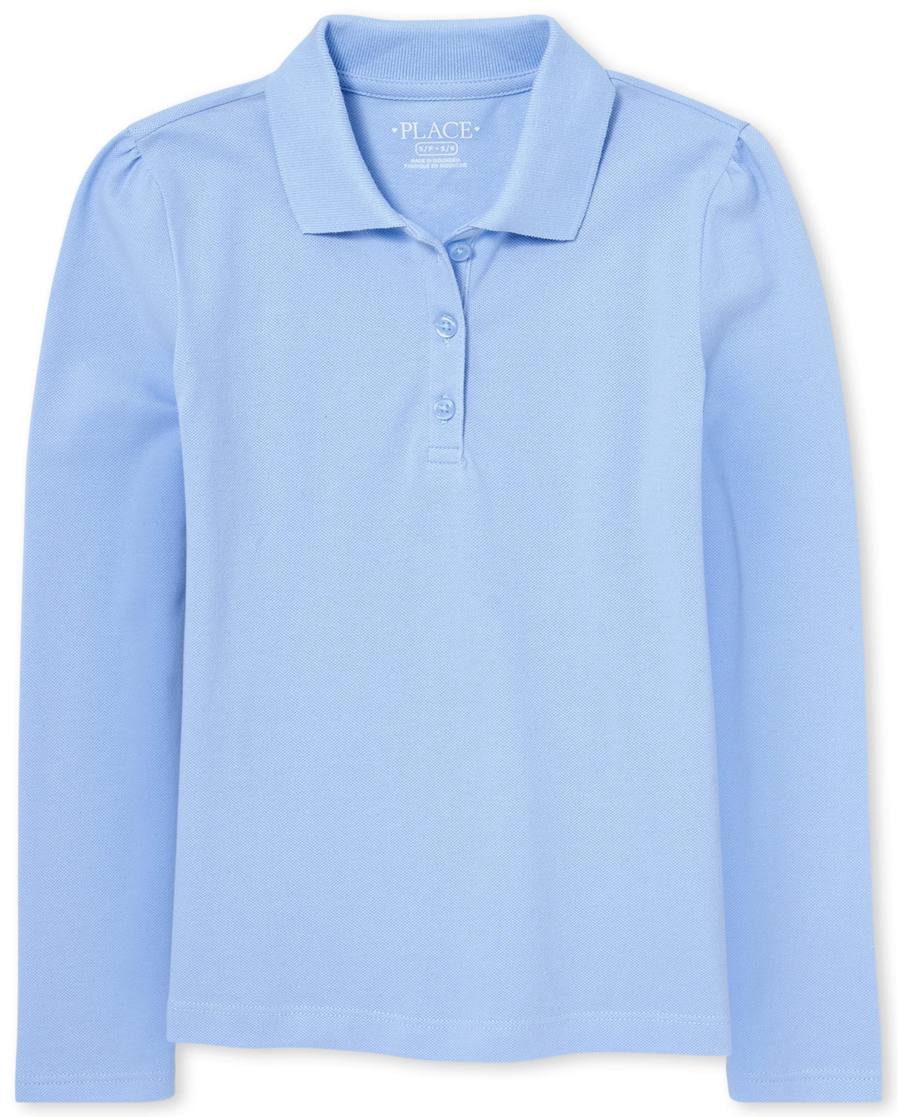The Children's Place Girls' Long Sleeve Pique Polo Shirt - Soft Cotton School Uniform Top for Playdates & Casual Wear