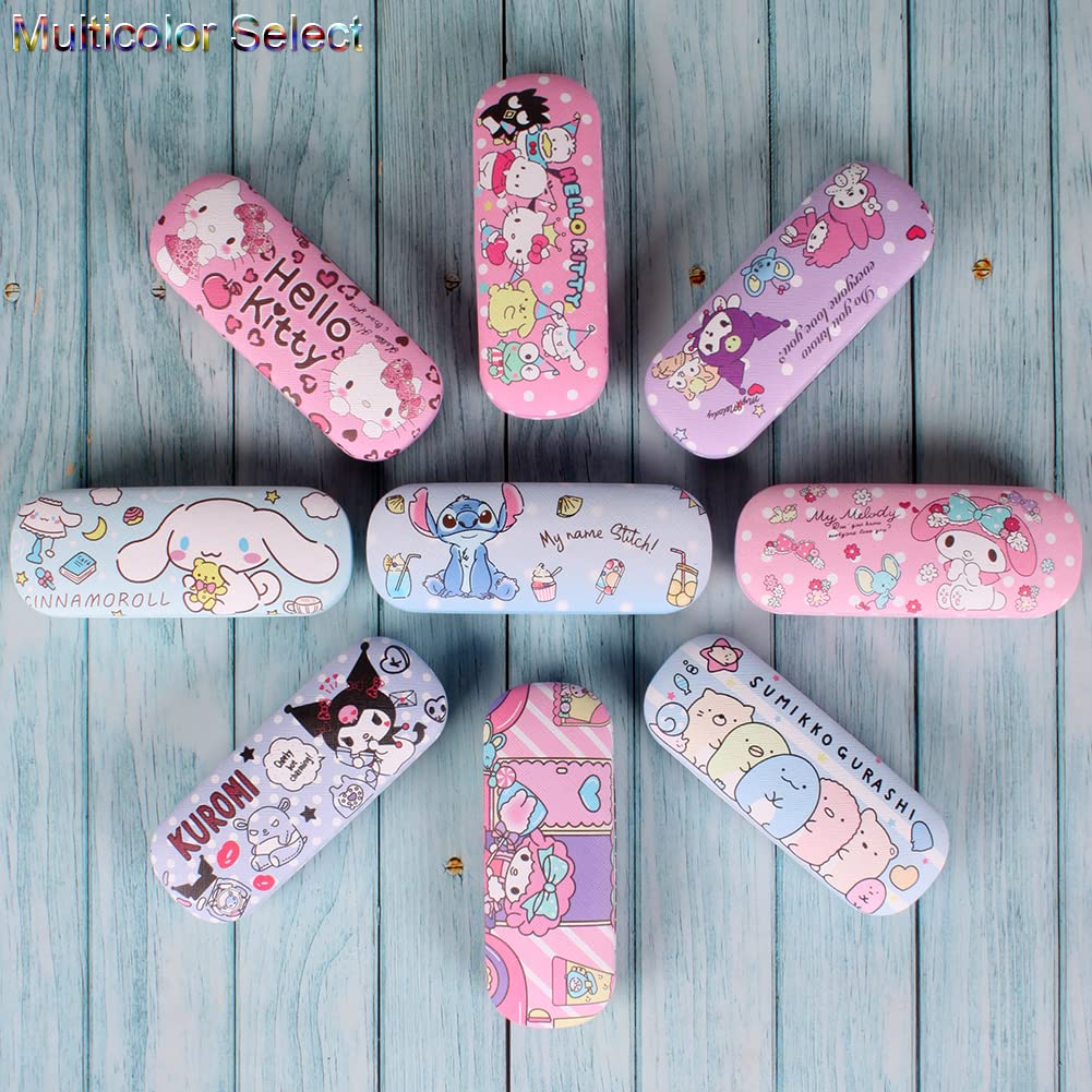 Cute Cartoon Hard Shell Eyeglass Case with Cleaning Cloth & Strap - Protective Eyewear Storage Box for Women Teens - Perfect for School, Travel, and Daily Use