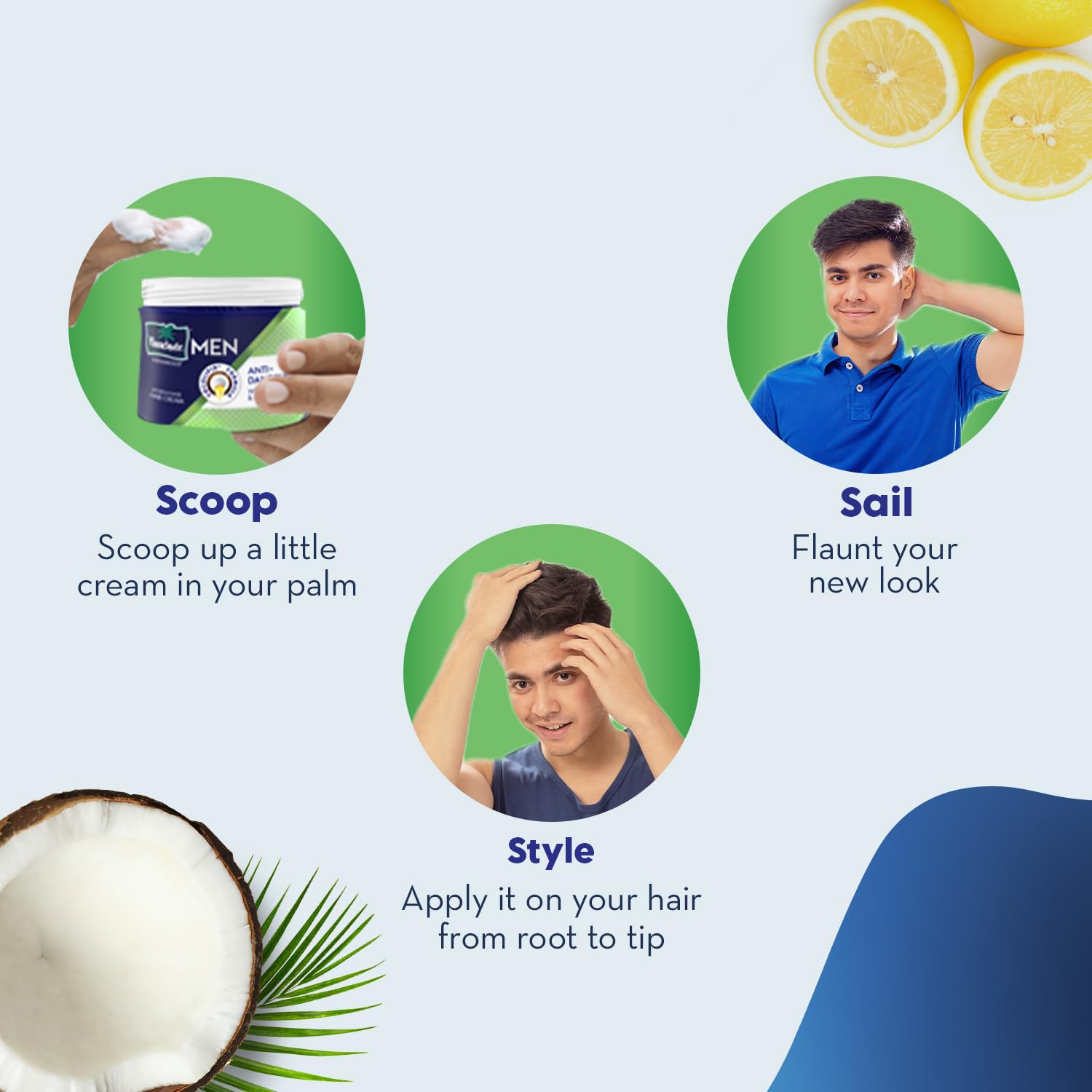Parachute Hair Cream for Men - 100ml (Pack of 3) | Anti-Dandruff Treatment | Post-Shower Hair Moisturizer | Non-Sticky Oil-Free Formula | Perfect for Daily Styling & Frizz Control