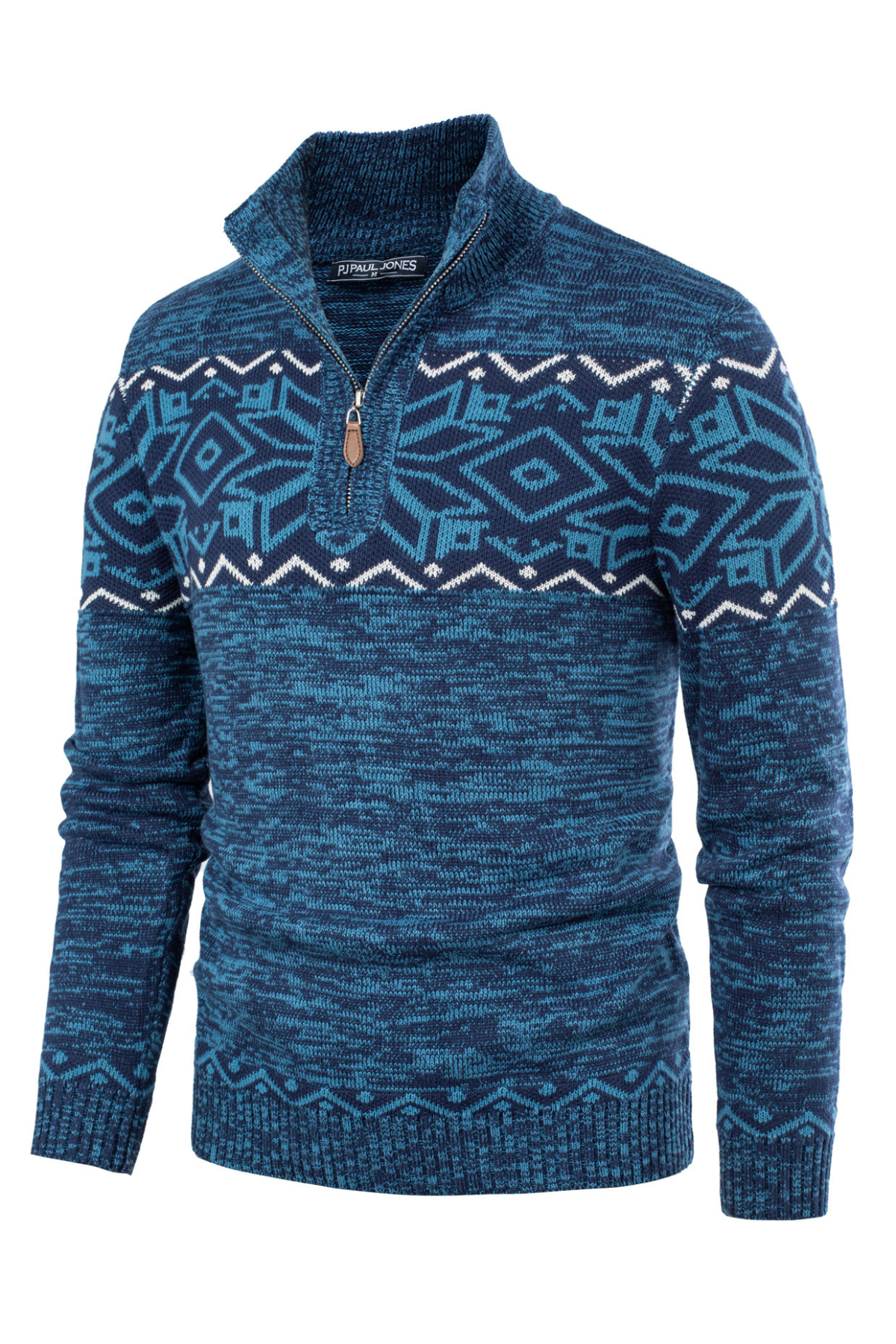 Men's Fair Isle Pattern Mock Neck Pullover Sweater - Warm Winter Knitwear for Casual Outings & Holiday Gatherings