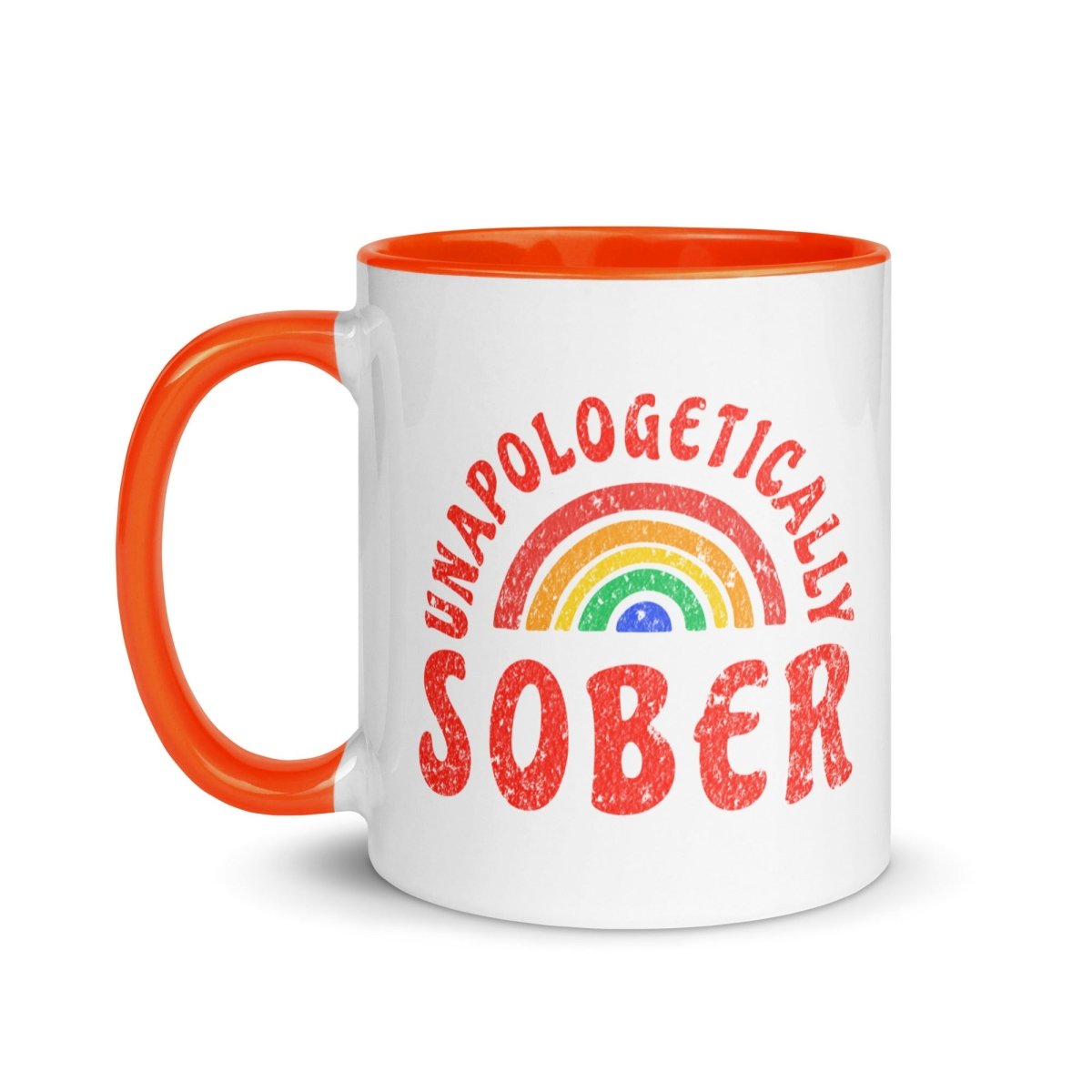 Unapologetically Sober Rainbow Coffee Mug with Colorful Interior - Perfect for Sober Living, Recovery Gifts & Motivational Morning Coffee
