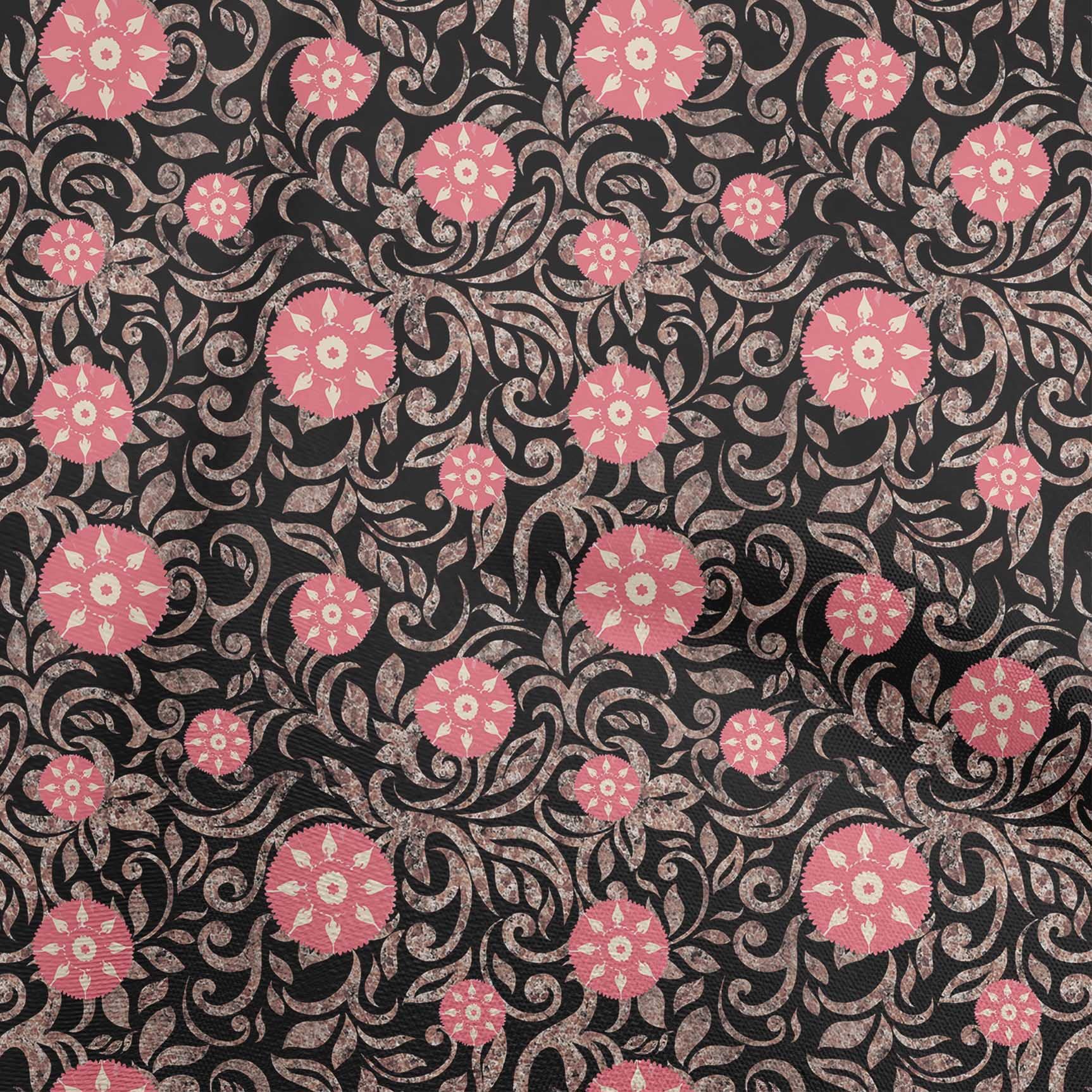 oneOone Viscose Chiffon Black Fabric - Asian Suzani Print Dress Material by The Yard (42 Inch Wide) for DIY Fashion, Home Decor & Craft Projects - Style 308