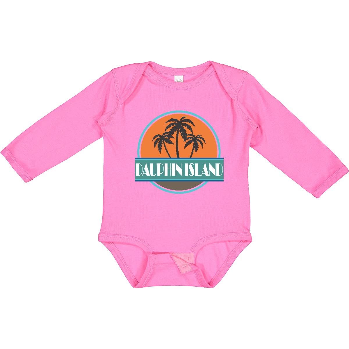 Inktastic Dauphin Island Alabama Vacation Long Sleeve Creeper - Soft Cotton Baby Bodysuit for Boys & Girls - Perfect for Beach Trips, Family Photos & Coastal Getaways